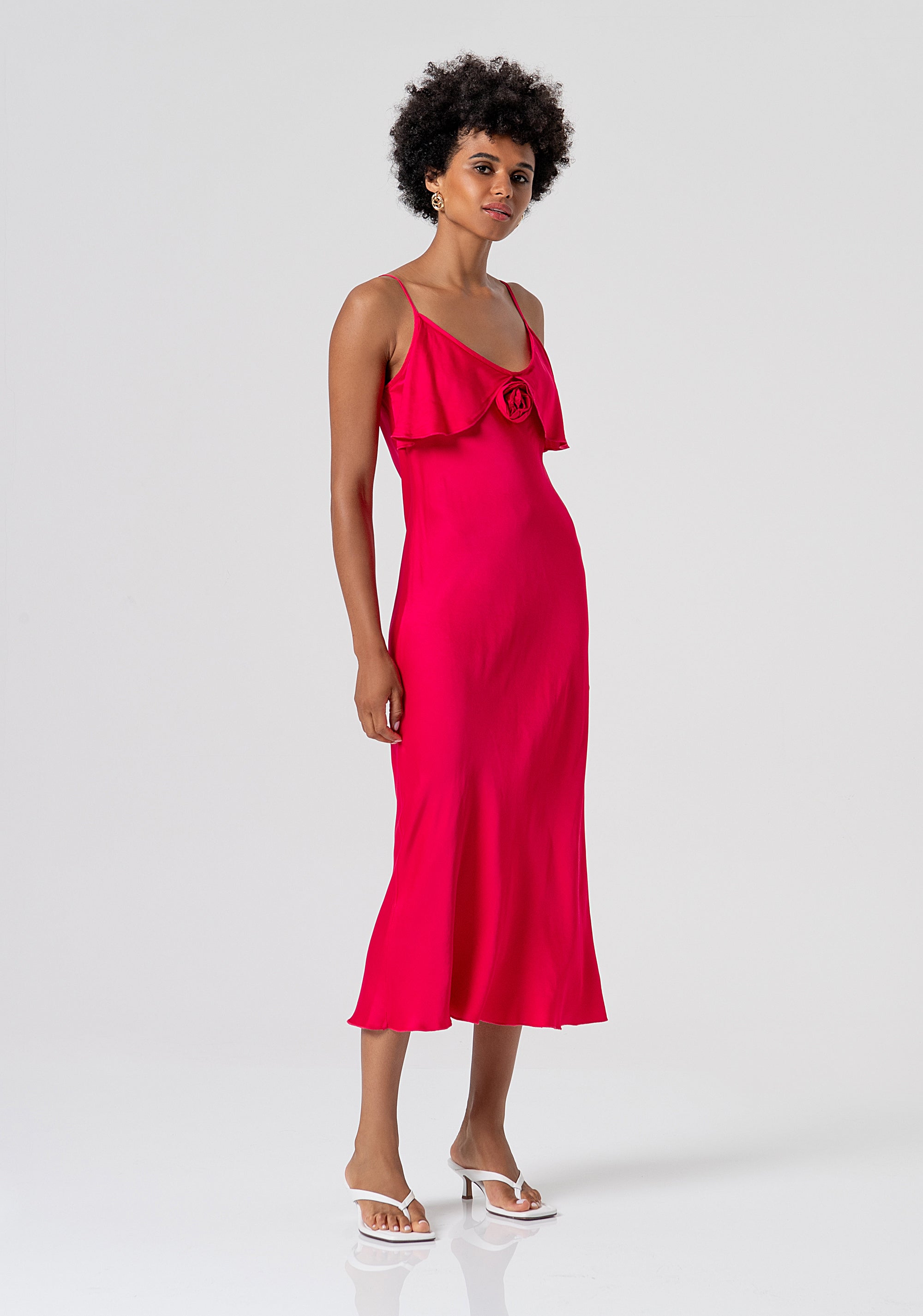 Sleeveless dress middle length made in viscose satin Fracomina FS26SD2007W58301-689-3