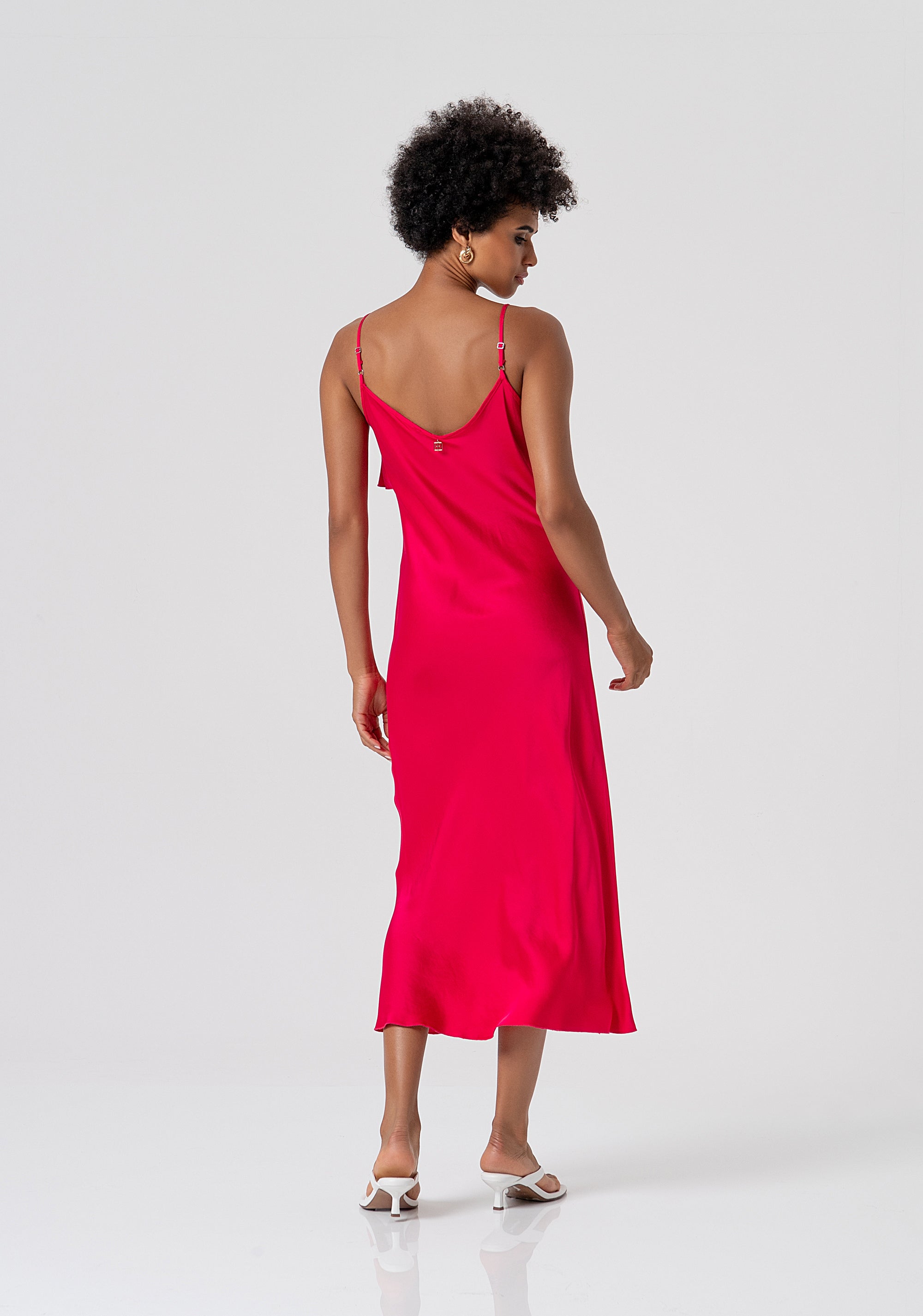 Sleeveless dress middle length made in viscose satin Fracomina FS26SD2007W58301-689-4