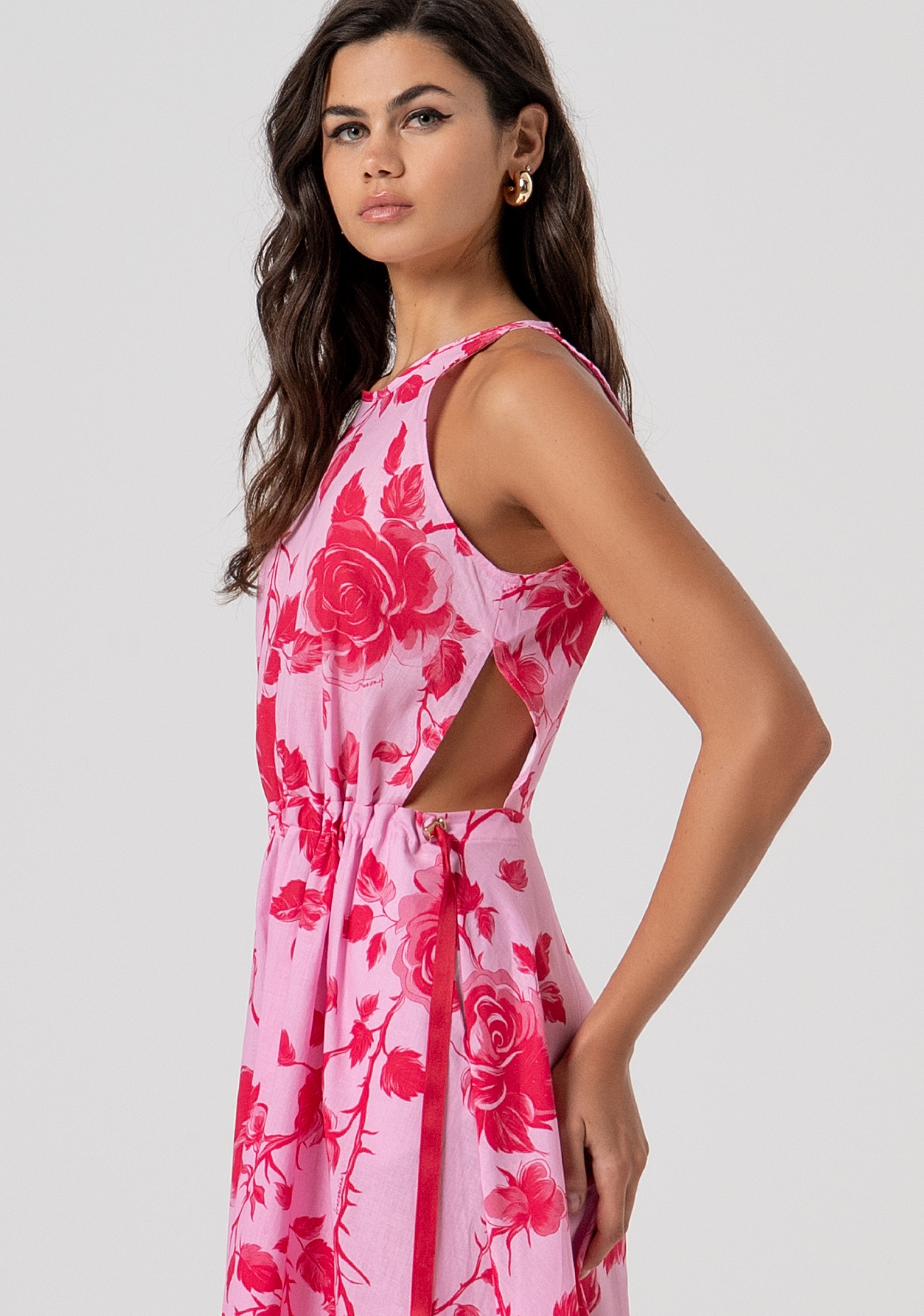 Sleeveless dress middle length with flowery pattern Fracomina FS26SD2012W622K9-G54-2