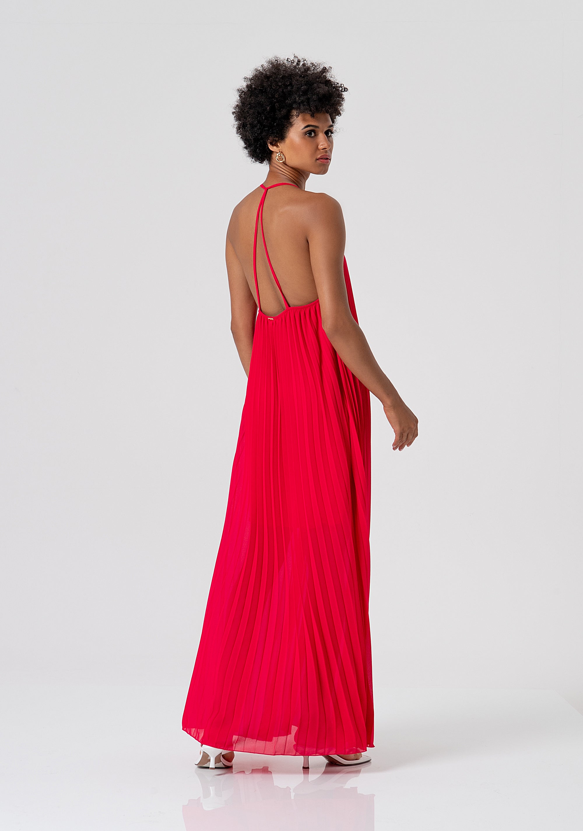 Long sleeveless dress made in georgette with plissè effect Fracomina FS26SD3002W412F9-689-3