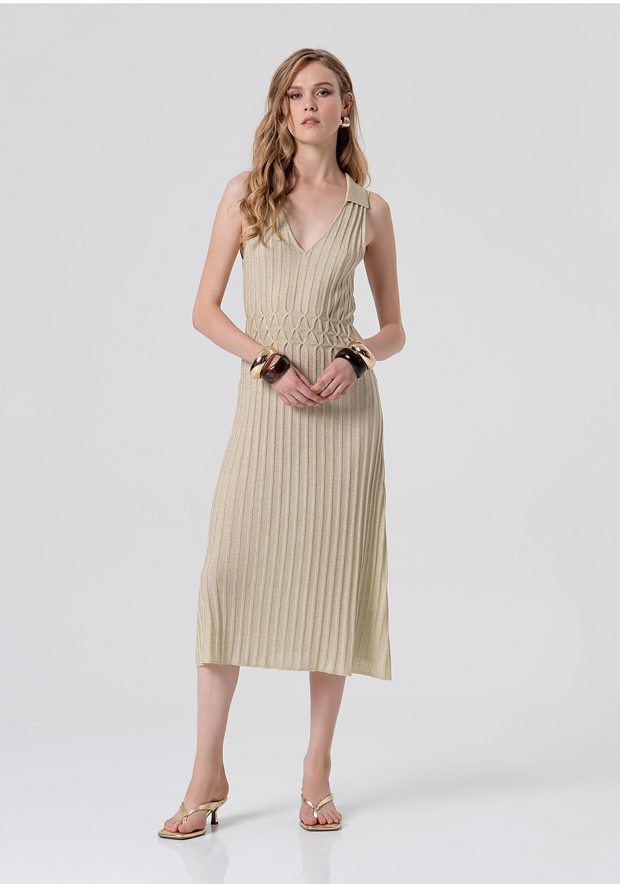 Knitted sleeveless dress middle length with lurex Fracomina FS26SD5004K414Q7-150-1