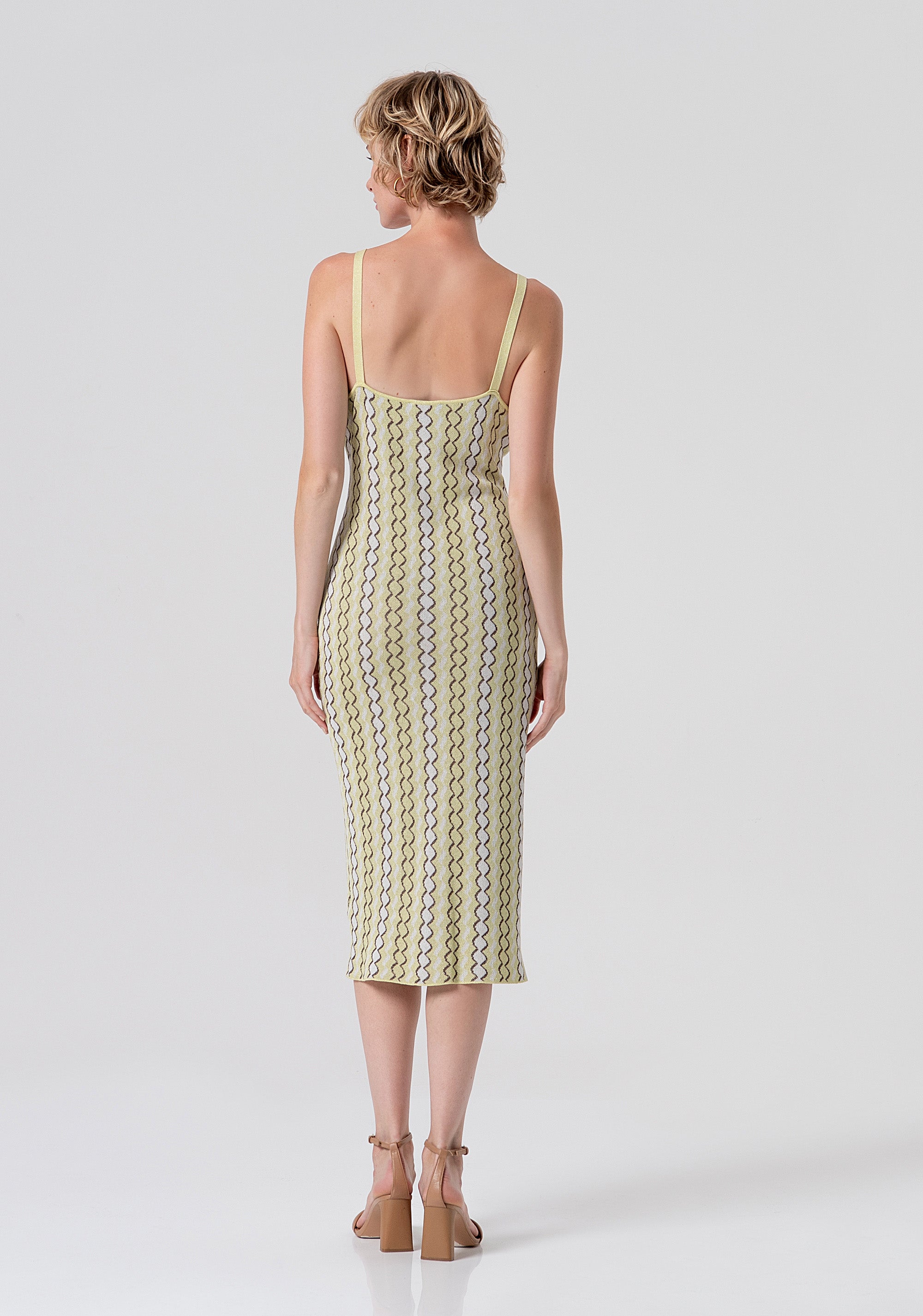 Knitted sleeveless dress slim fit middle length with geometric jacquard effect Fracomina FS26SD5005K414F8-210-3