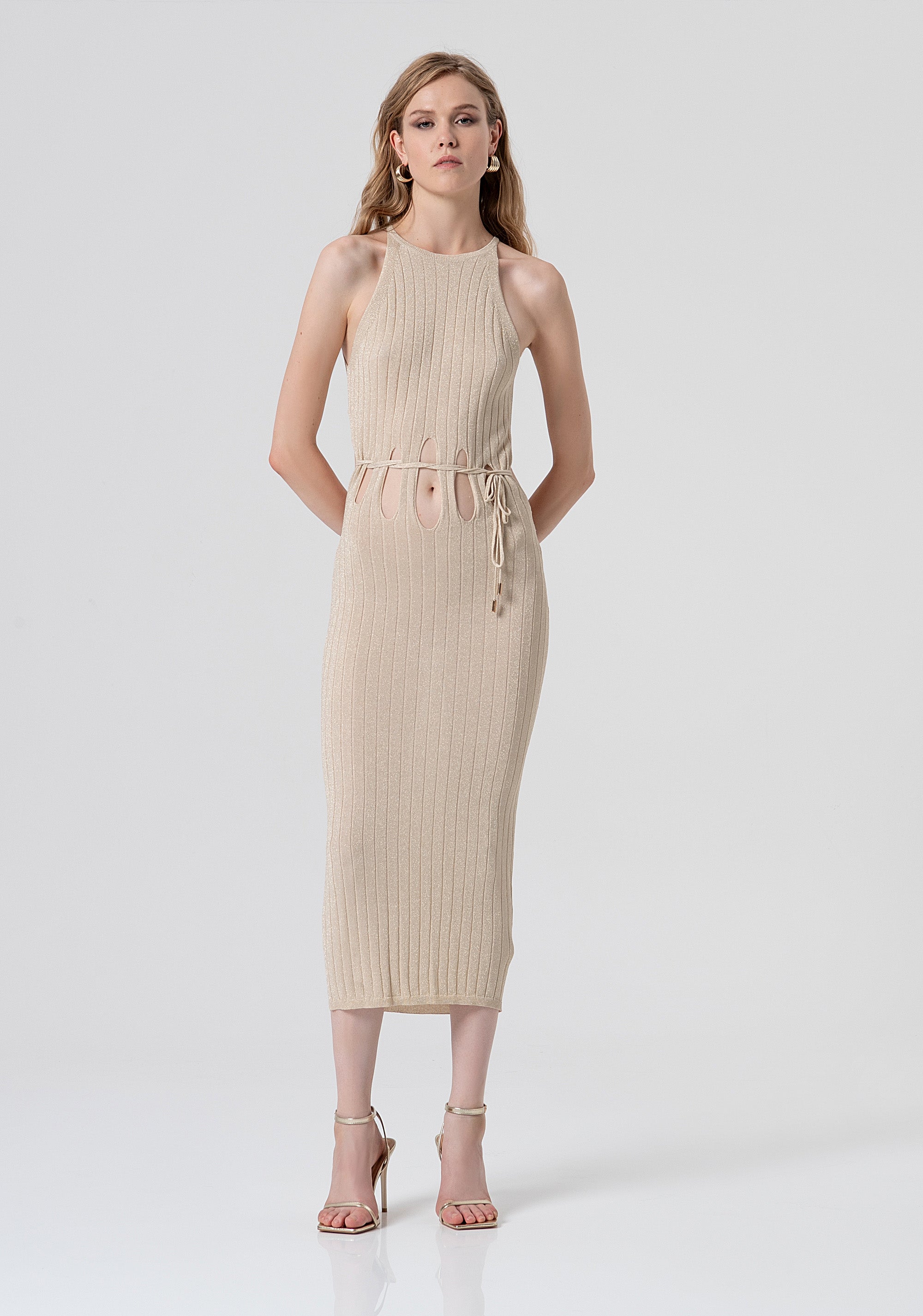 Knitted long dress slim fit with lurex Fracomina FS26SD5009K459Q7-150-1