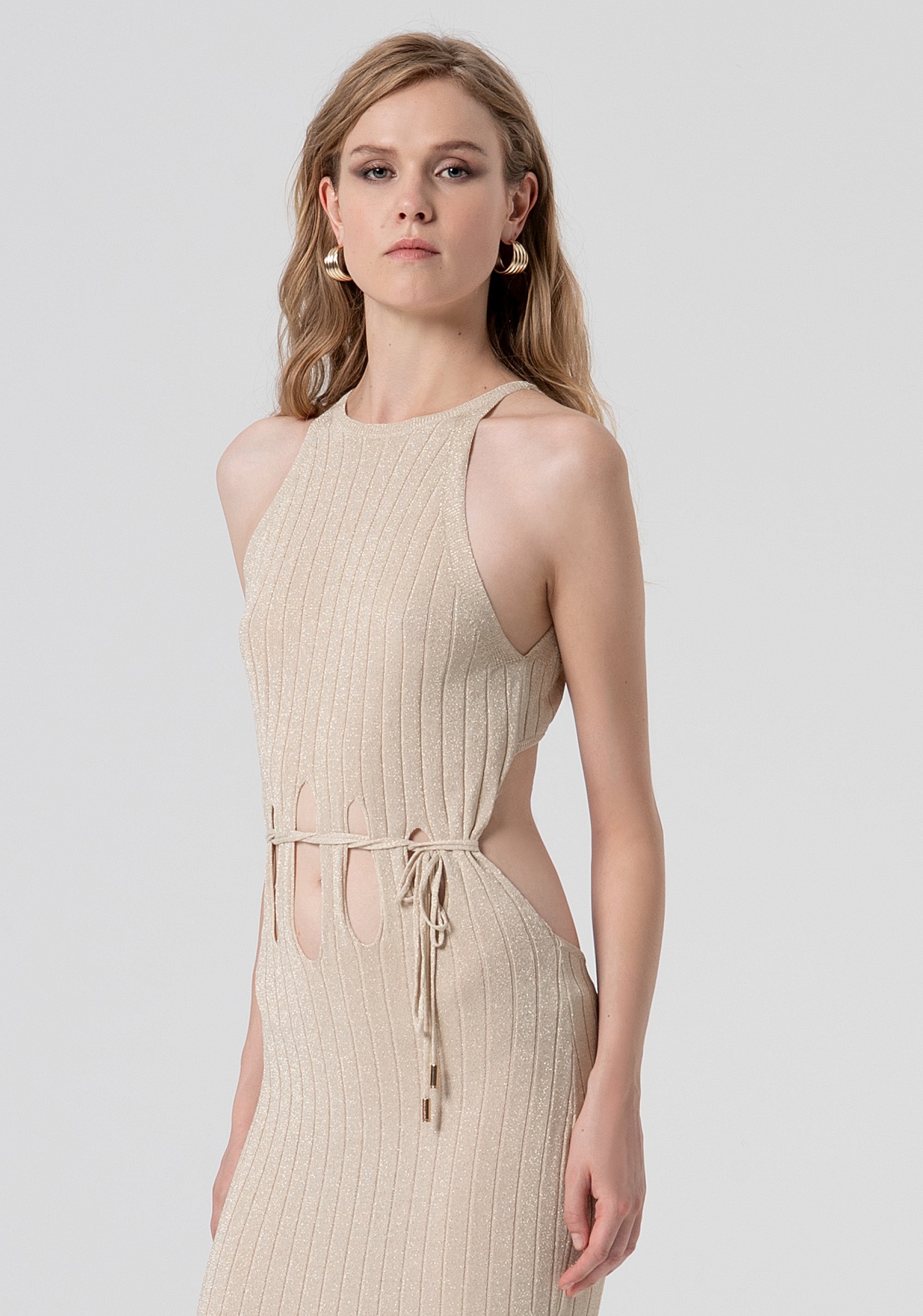 Knitted long dress slim fit with lurex Fracomina FS26SD5009K459Q7-150-2