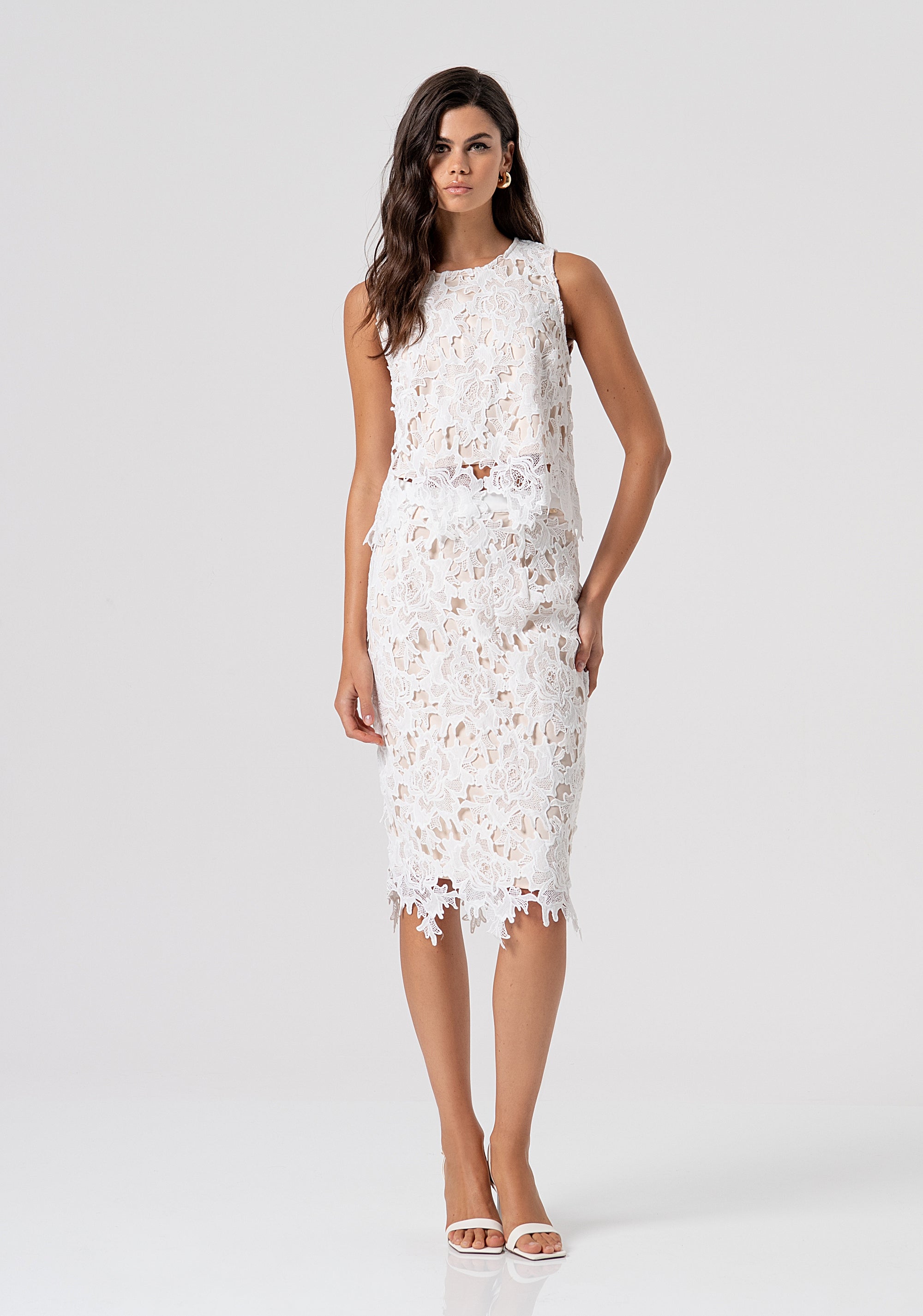 Skirt slim fit middle length with lace Fracomina FS26SG1004W62401-278-2