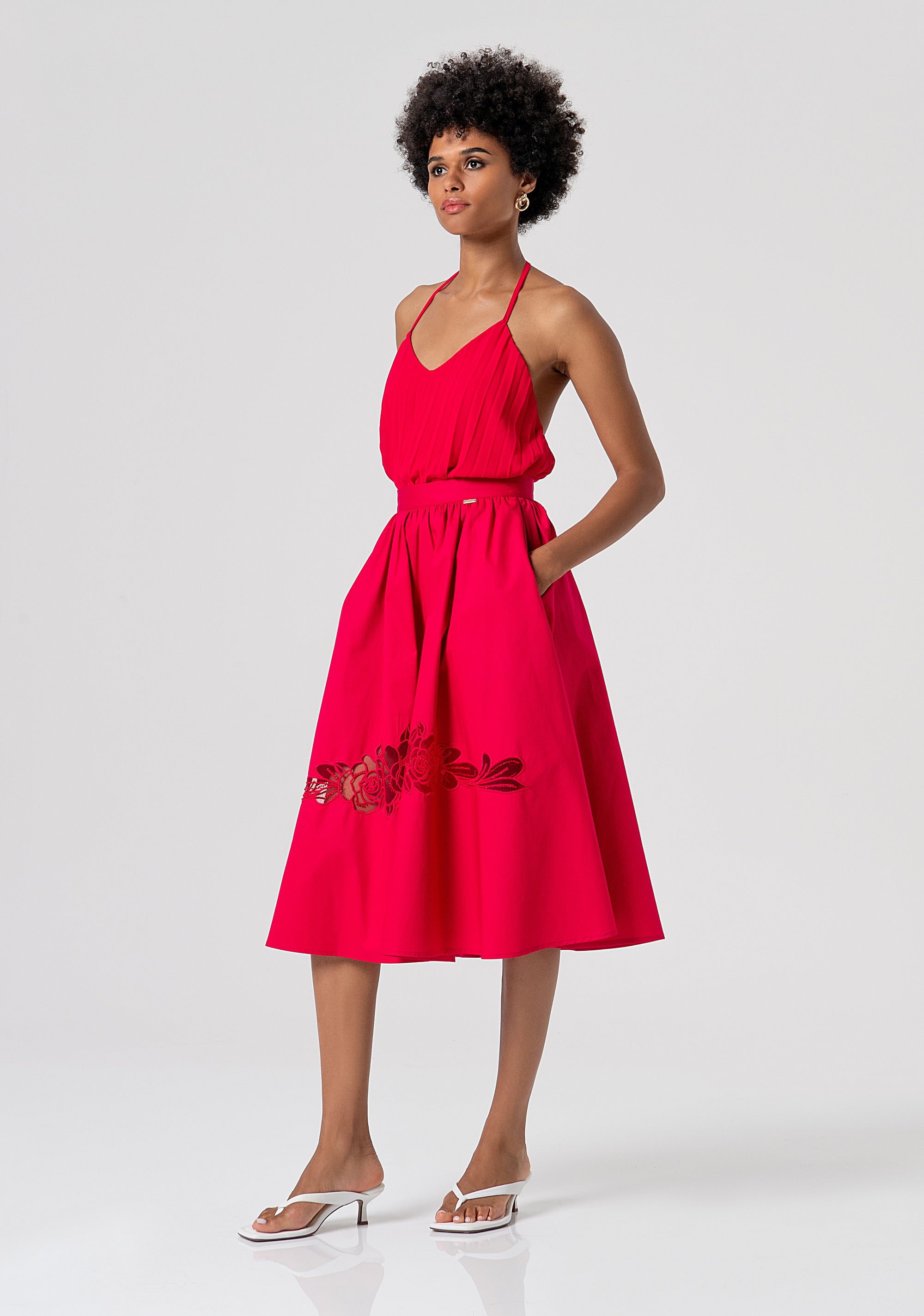 Flare skirt middle length made in cotton popeline Fracomina FS26SG2001W400E5-689-2