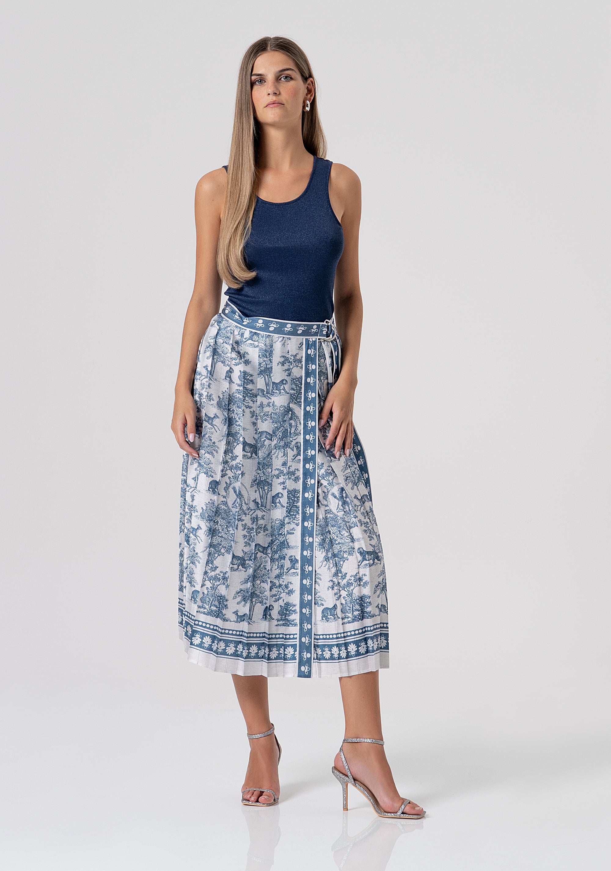Flare wrap skirt middle length with conceptual pattern Fracomina FS26SG2005W435K5-083-1