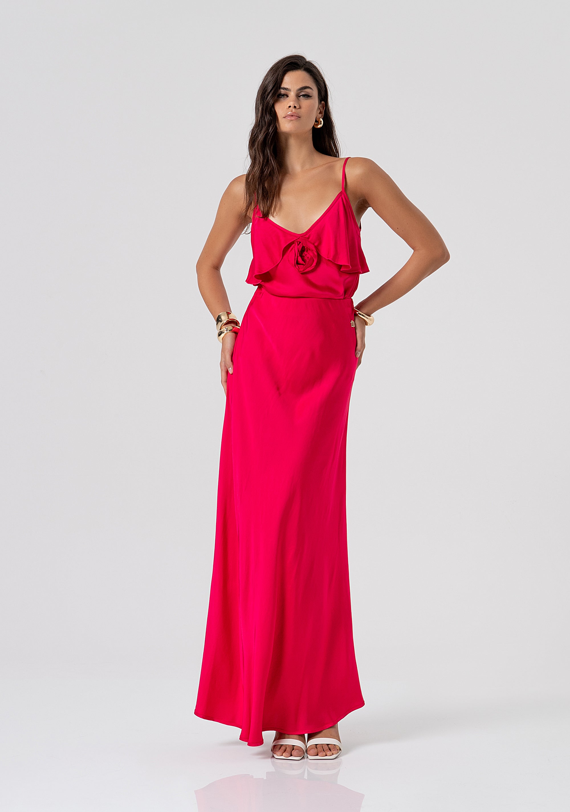 Long skirt regular fit made in viscose satin Fracomina FS26SG3001W58301-689-1