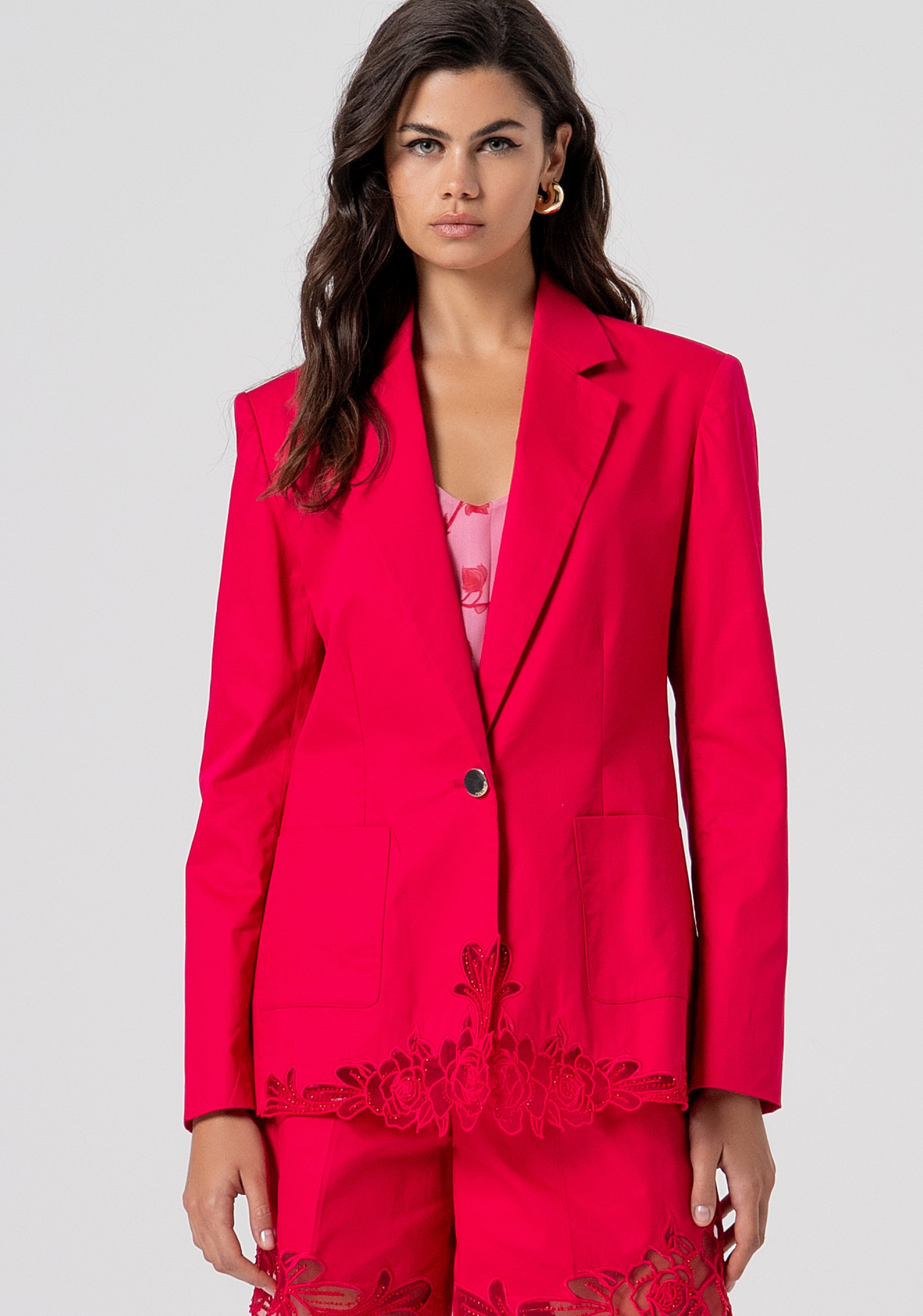Blazer jacket regular fit single breasted made in cotton with embroidery Fracomina FS26SJ3001W400E5-689-1