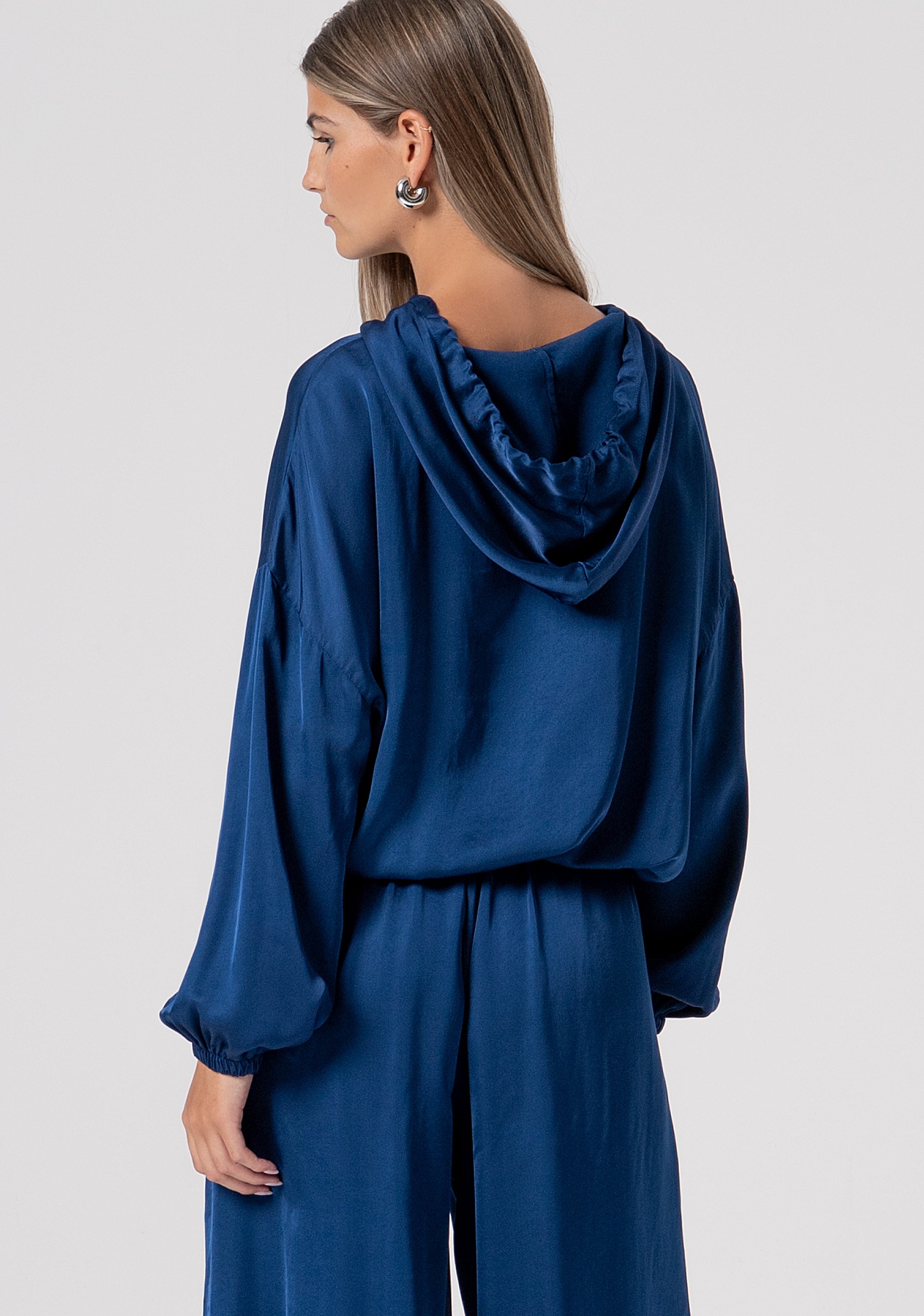 Blouse regular fit with hood made in satin Fracomina FS26ST1003W41301-064-3