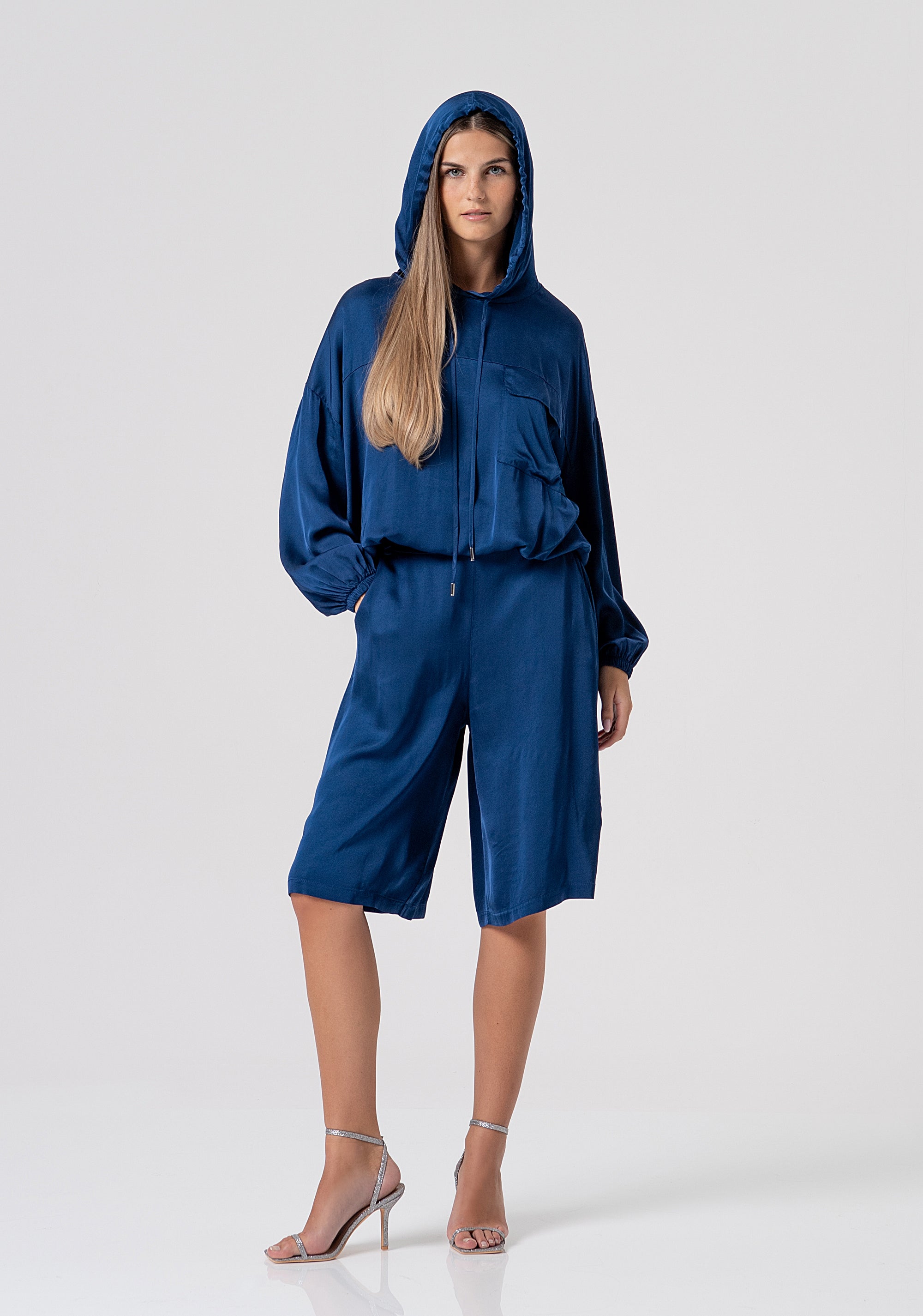 Blouse regular fit with hood made in satin Fracomina FS26ST1003W41301-064-4