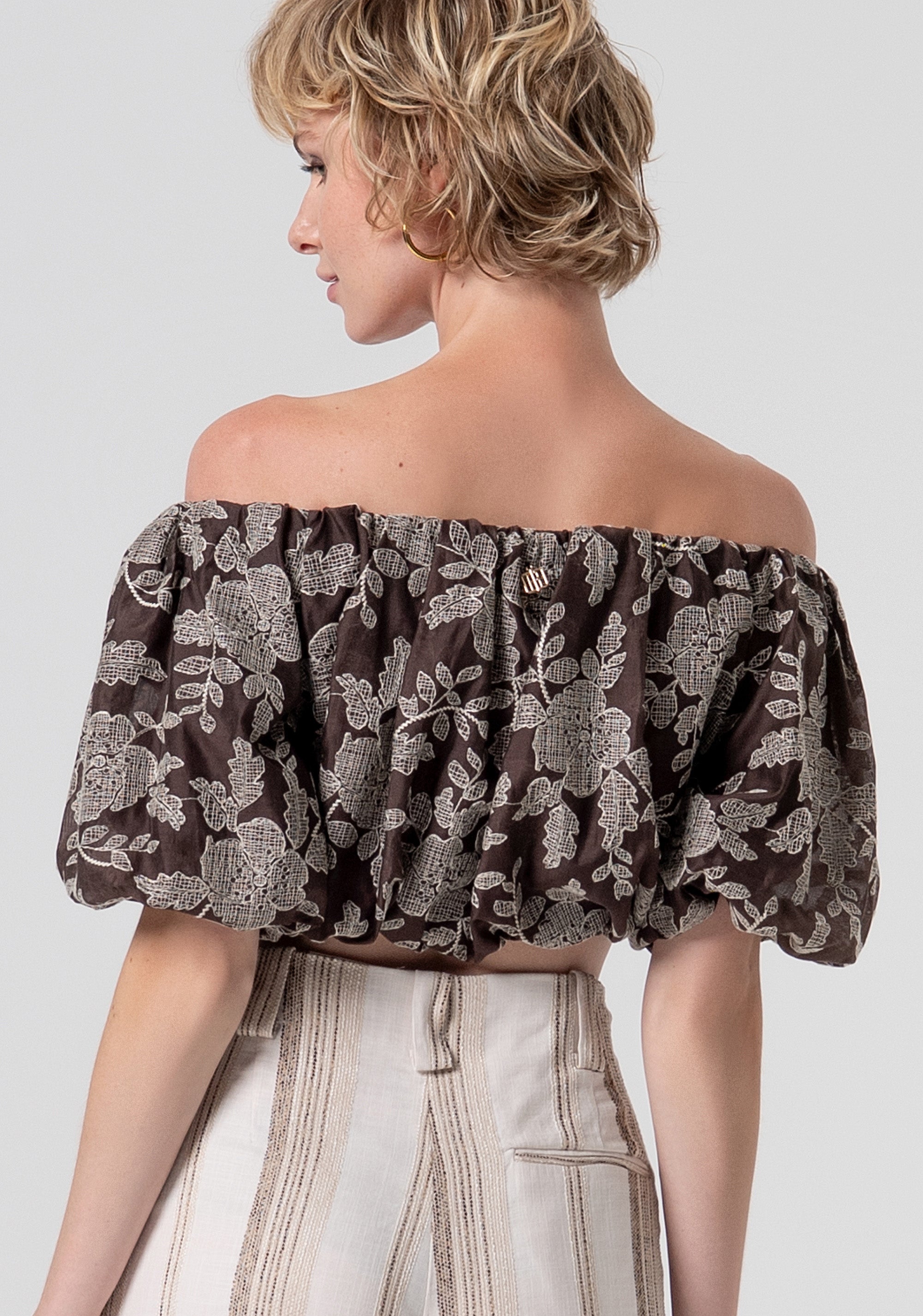 Top cropped made in embroidered fabric Fracomina FS26ST1004W834E5-091-3