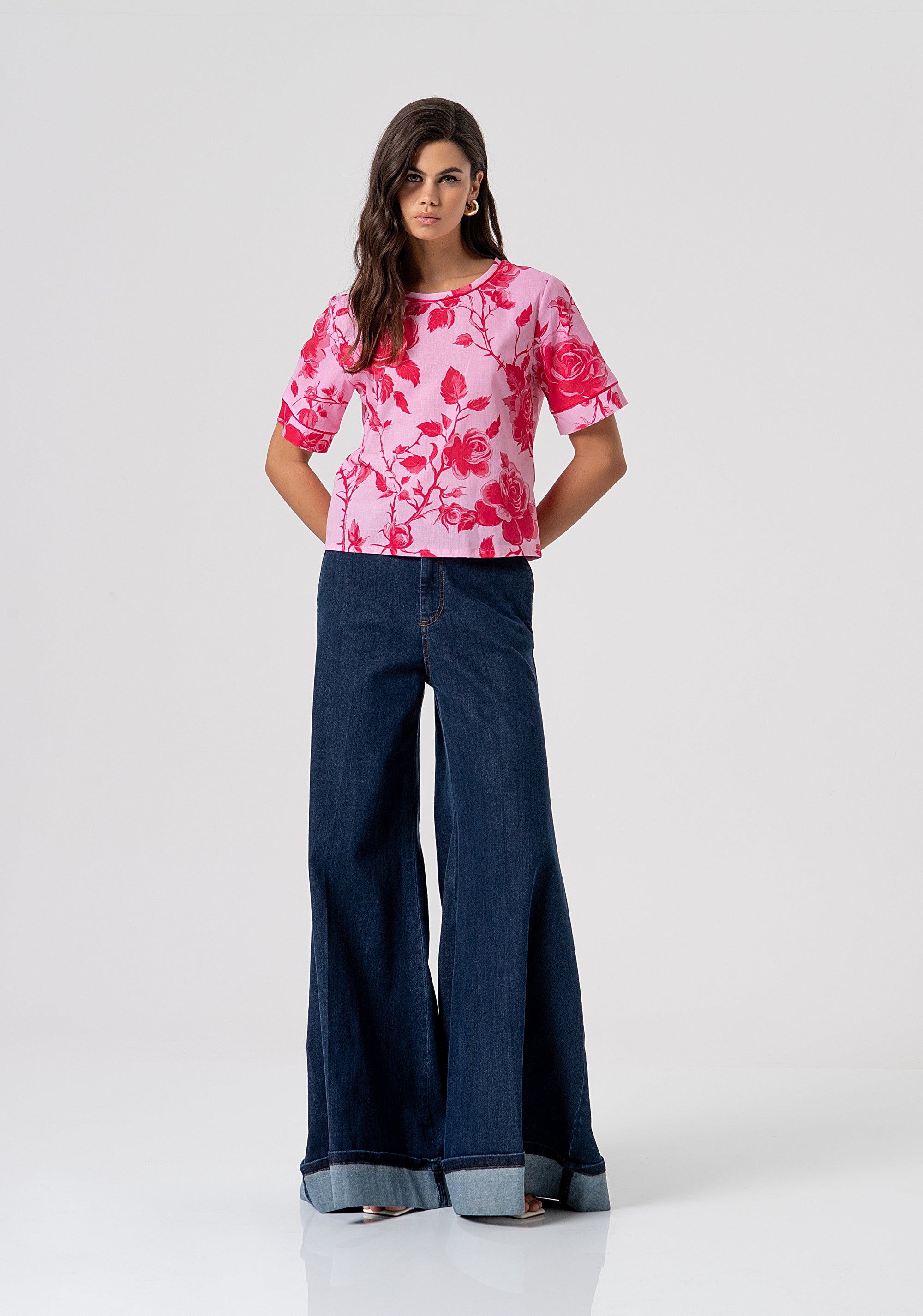 Top regular fit with flowery pattern Fracomina FS26ST1005W622K9-G54-4