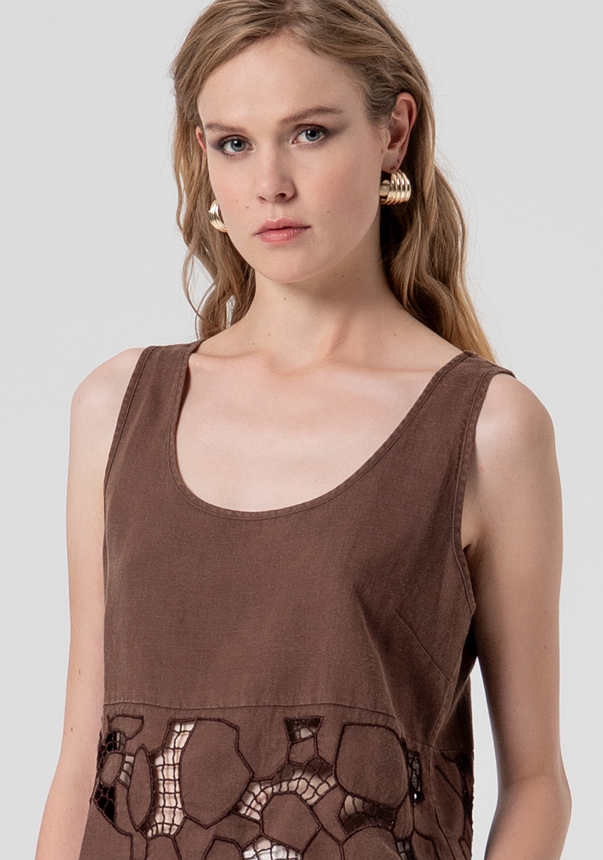 Tank top with embroideries Fracomina FS26ST2001W826E5-091-2