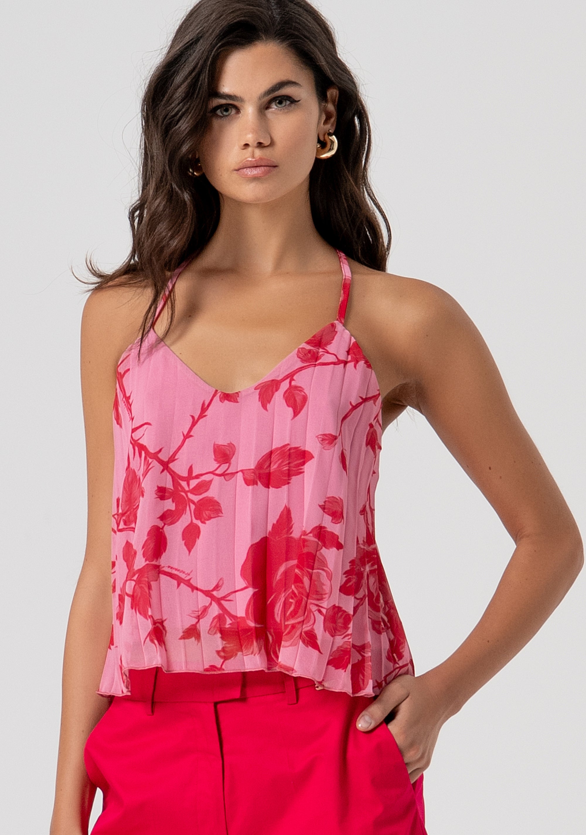 Tank top made in georgette with plissè effect Fracomina FS26ST2008W412K9-G54-1