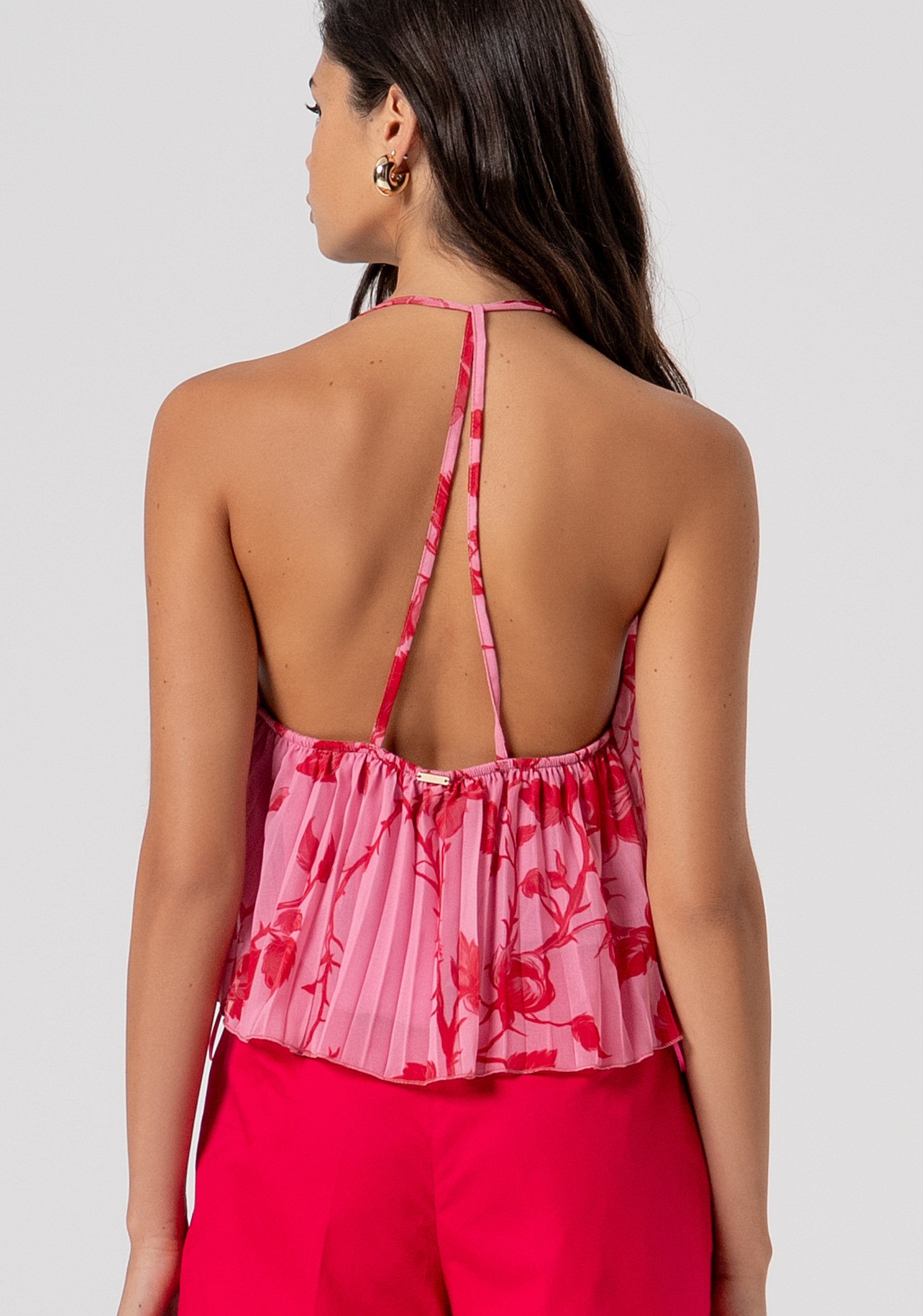 Tank top made in georgette with plissè effect Fracomina FS26ST2008W412K9-G54-3