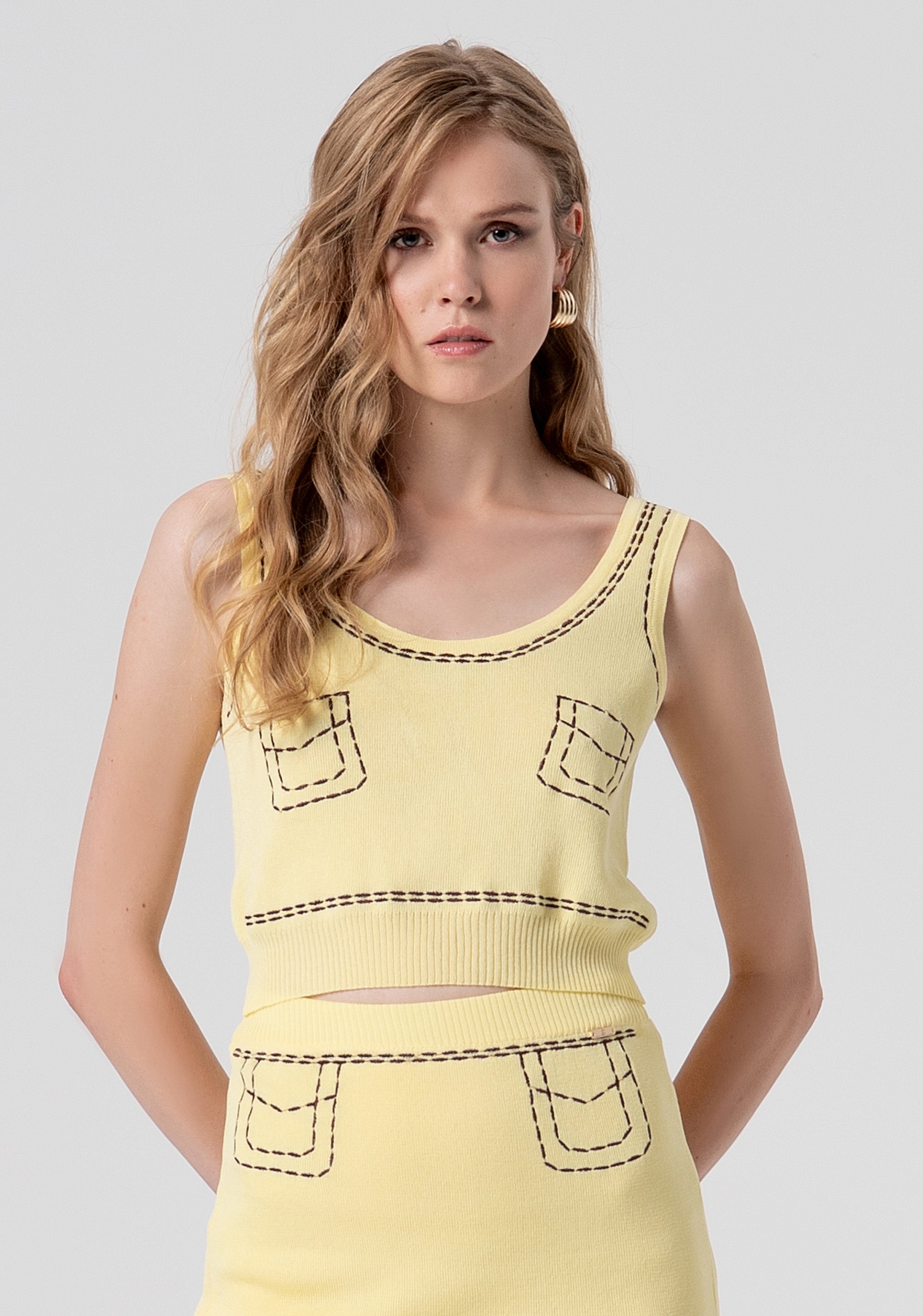 Knitted tank top cropped Fracomina FS26ST4004K41601-184-1