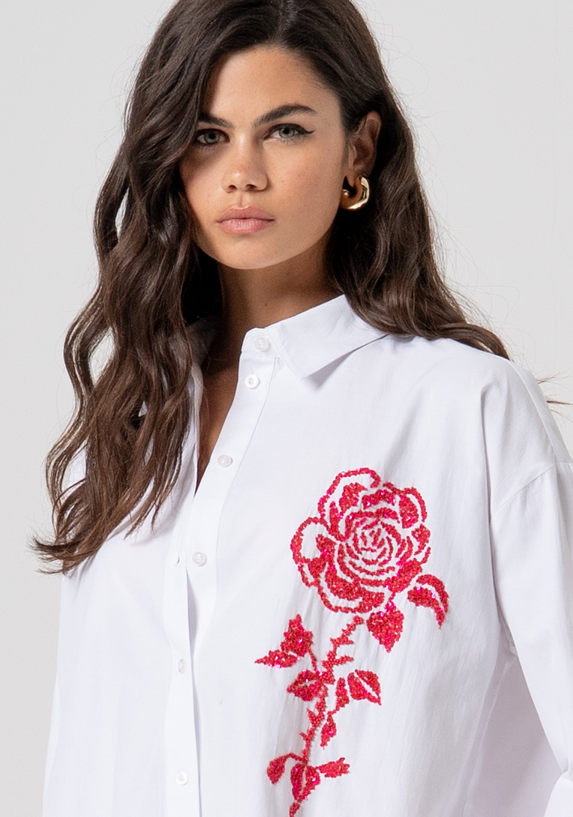 Shirt regular fit made in popeline with embroidery Fracomina FS26ST6006W445E5-278-2