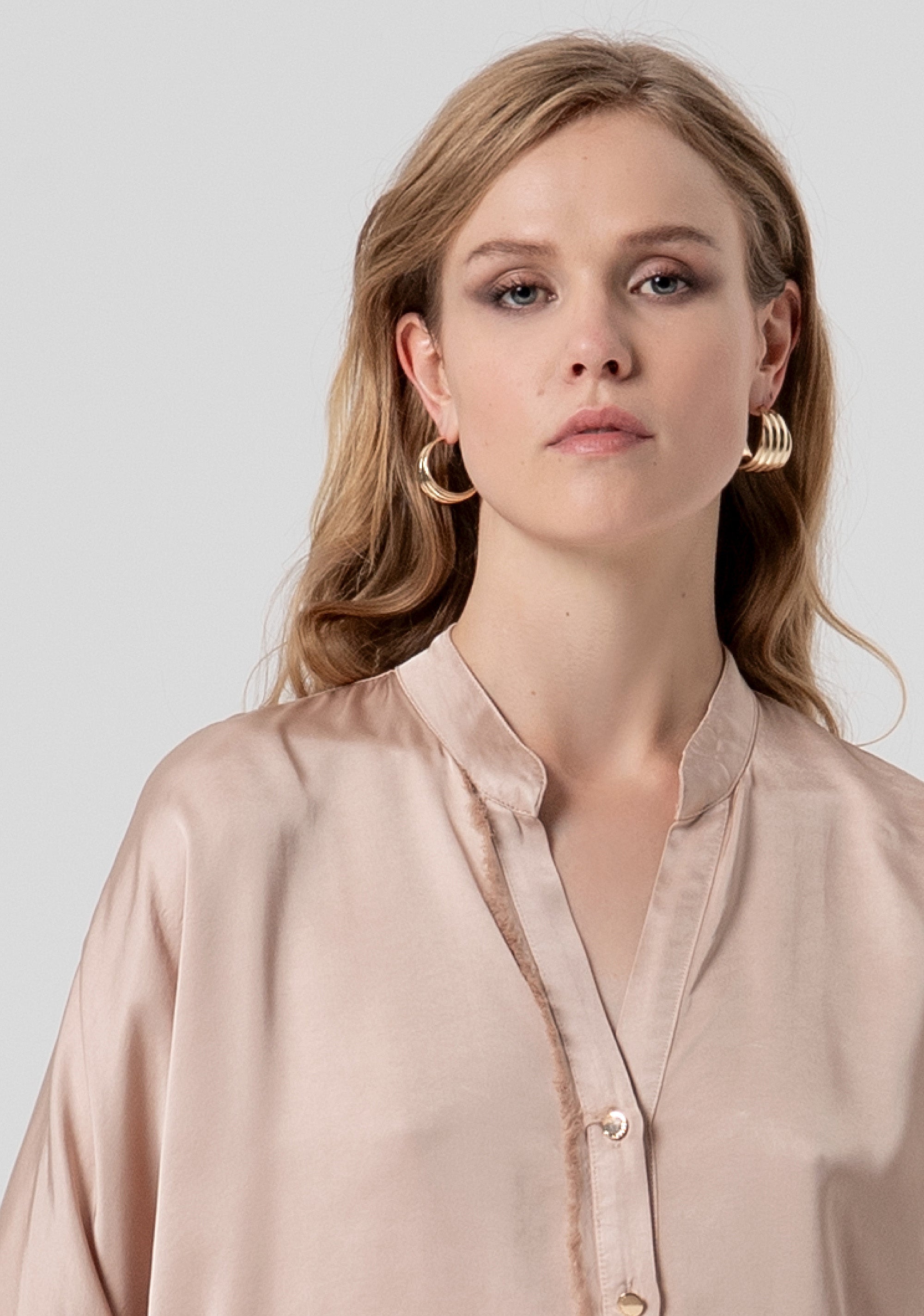 Shirt over fit made in viscose satin Fracomina FS26ST6014W41301-050-2