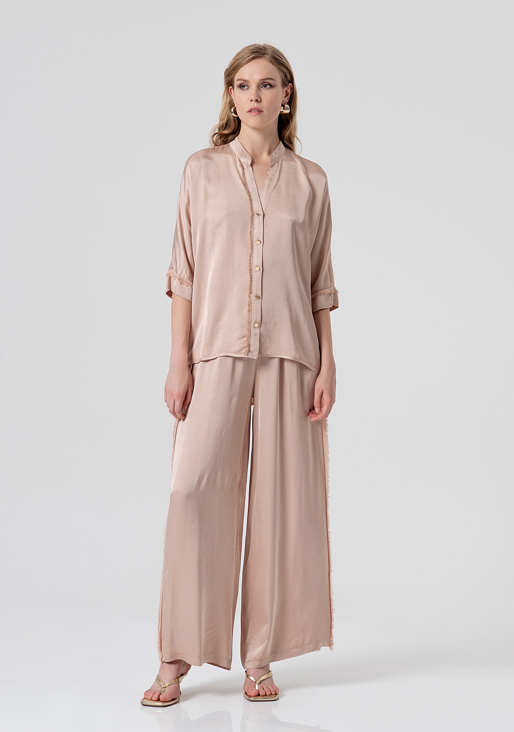 Shirt over fit made in viscose satin Fracomina FS26ST6014W41301-050-4