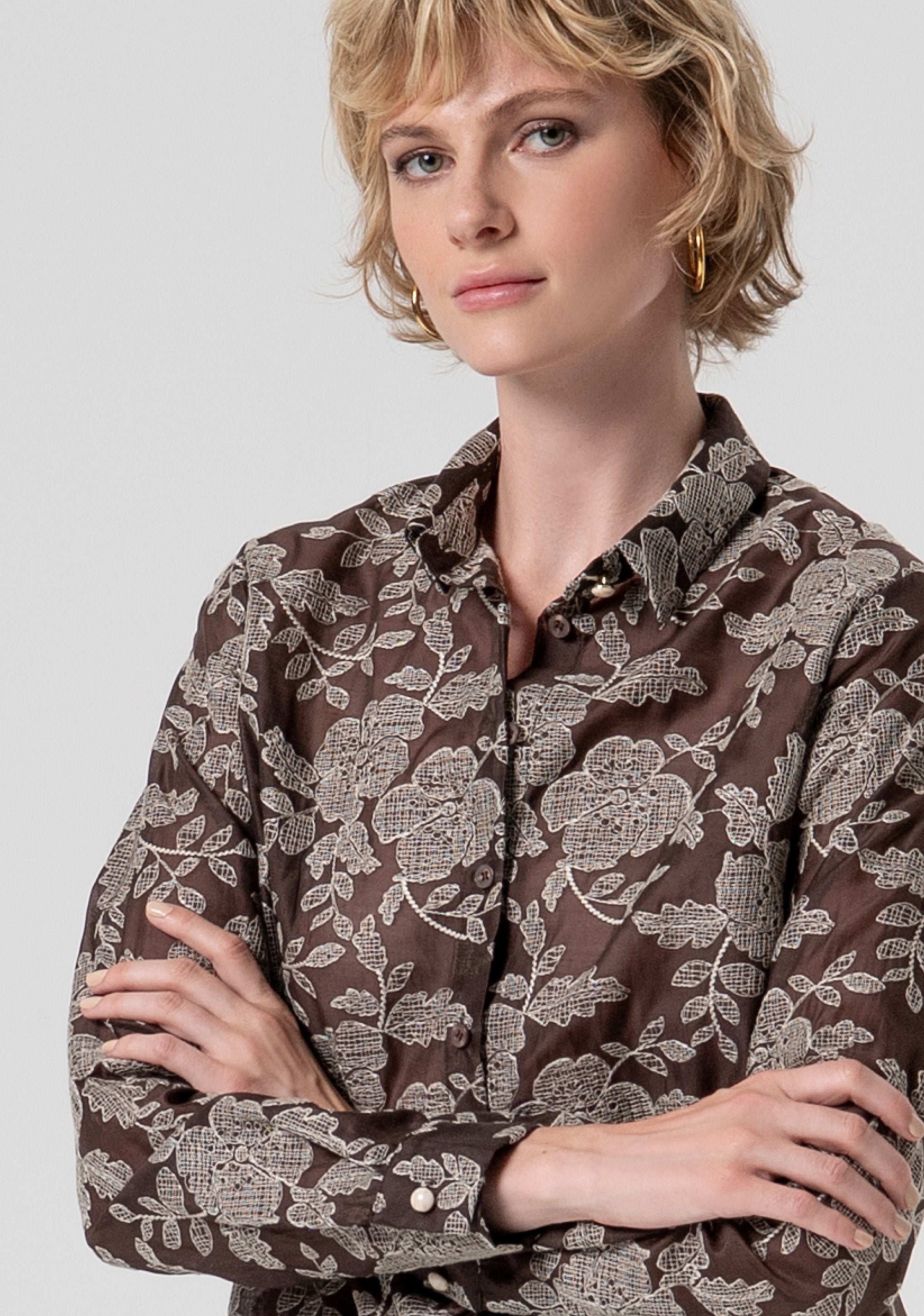 Shirt regular fit made in flowery embroidered fabric Fracomina FS26ST6018W834E5-091-2