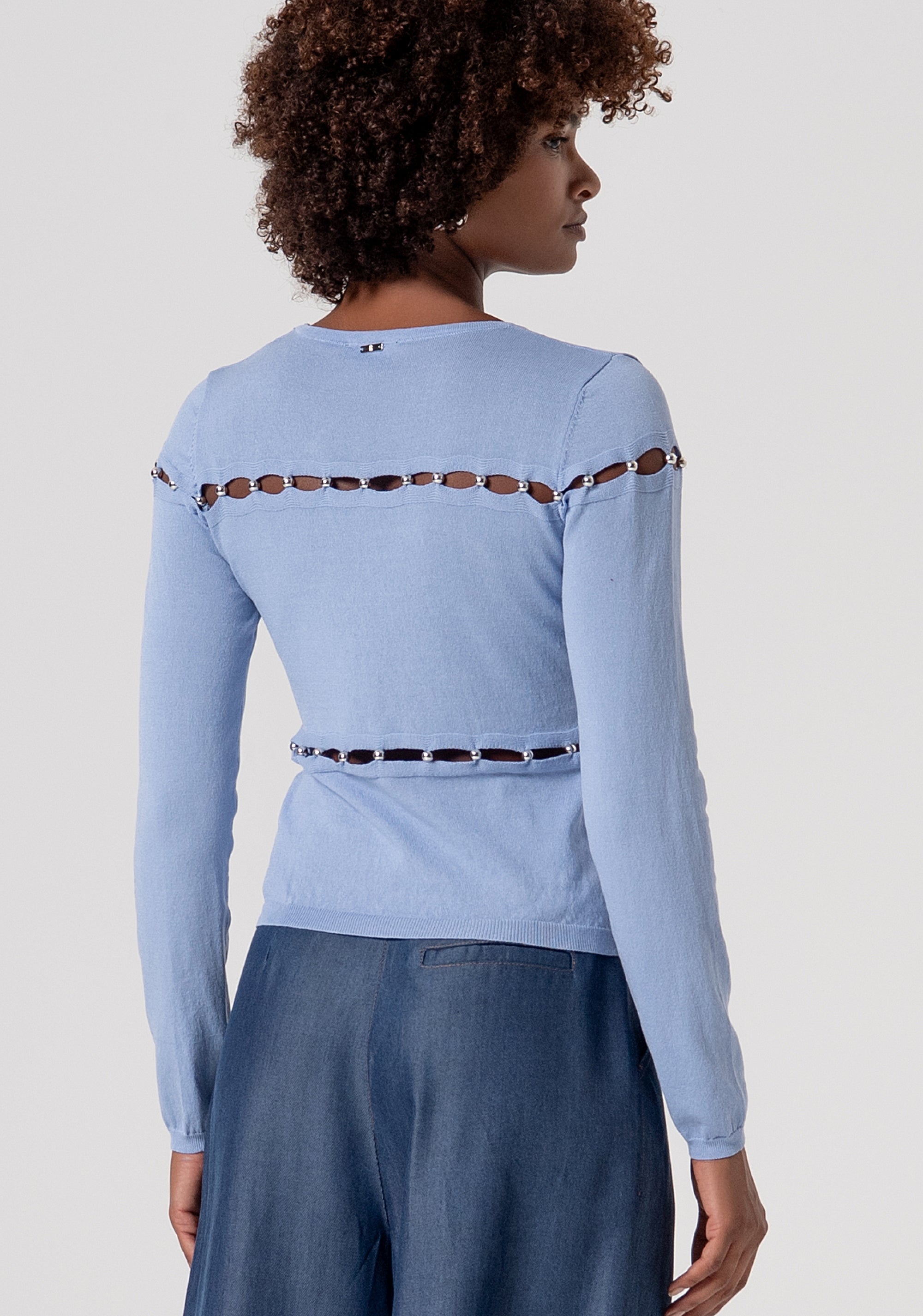 Knitwear slim fit with cut out and pearls Fracomina FS26ST7002K41601-252-3