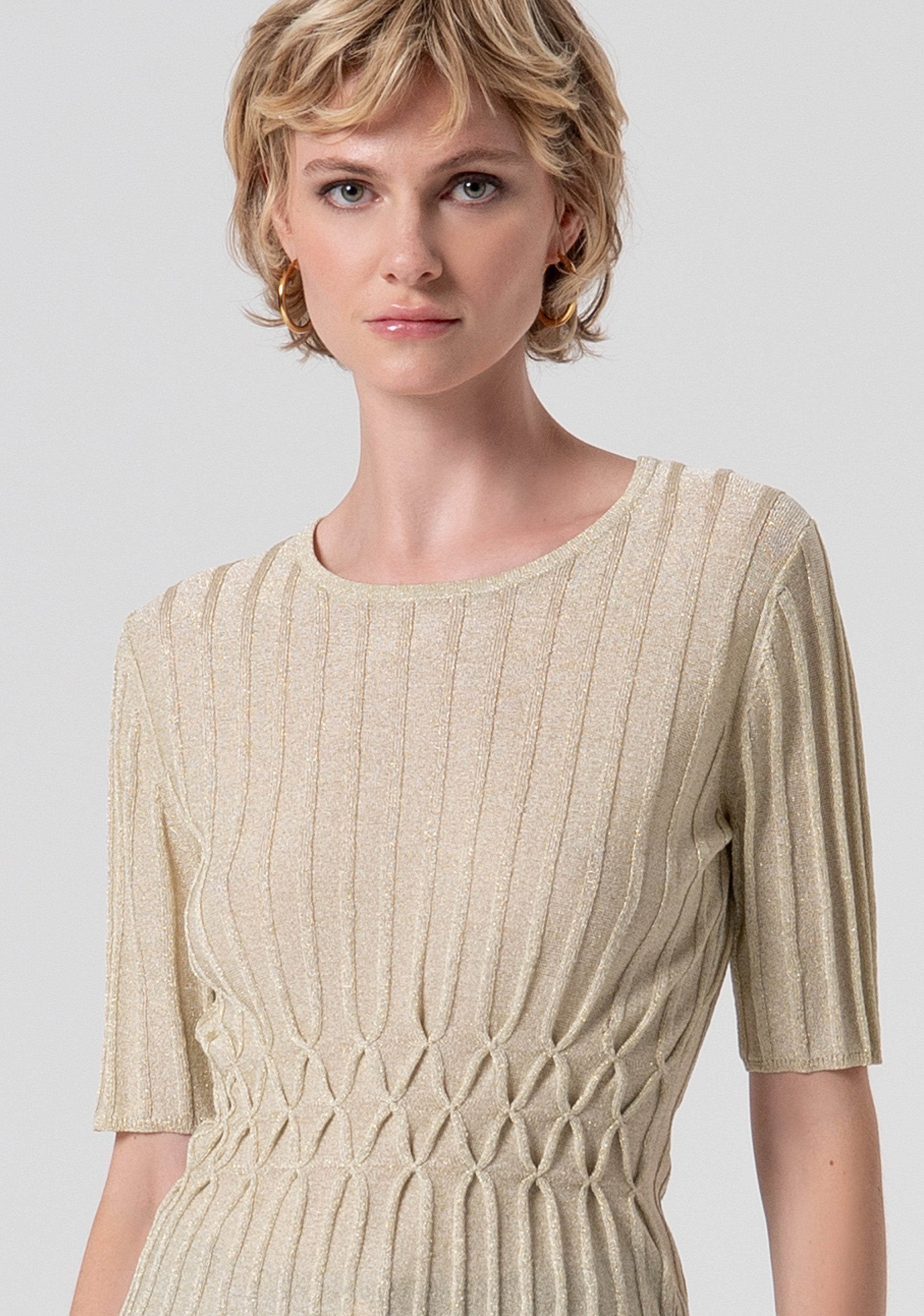 Knitwear slim fit with ribs and lurex Fracomina FS26ST7004K414Q7-150-2