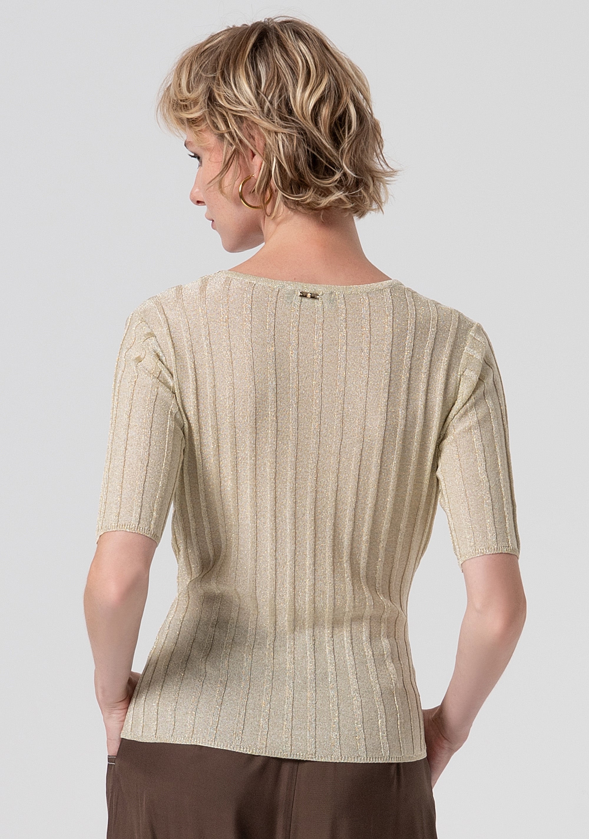 Knitwear slim fit with ribs and lurex Fracomina FS26ST7004K414Q7-150-3