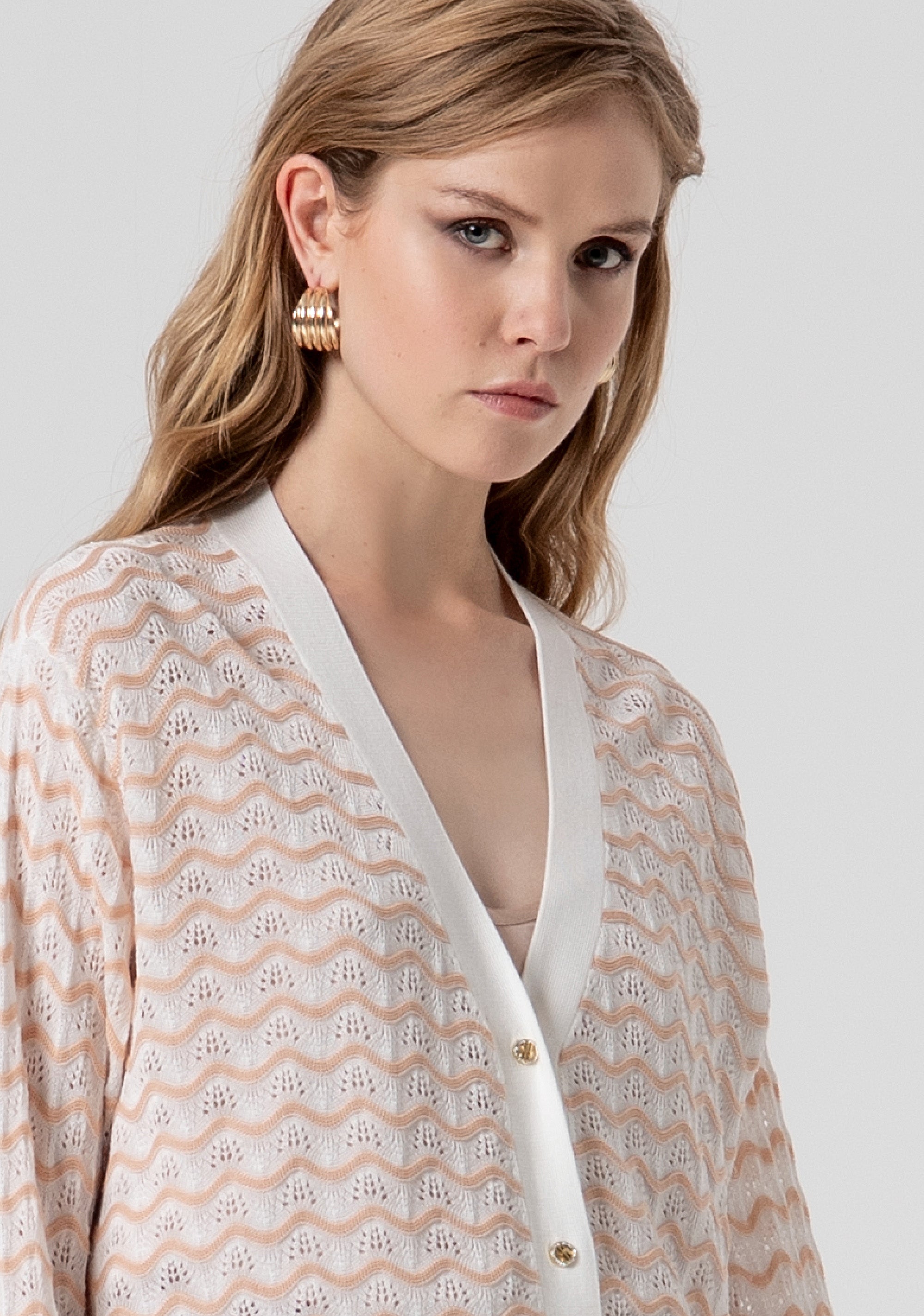 Long cardigan regular fit with overlock Fracomina FS26ST8004K41501-281-2