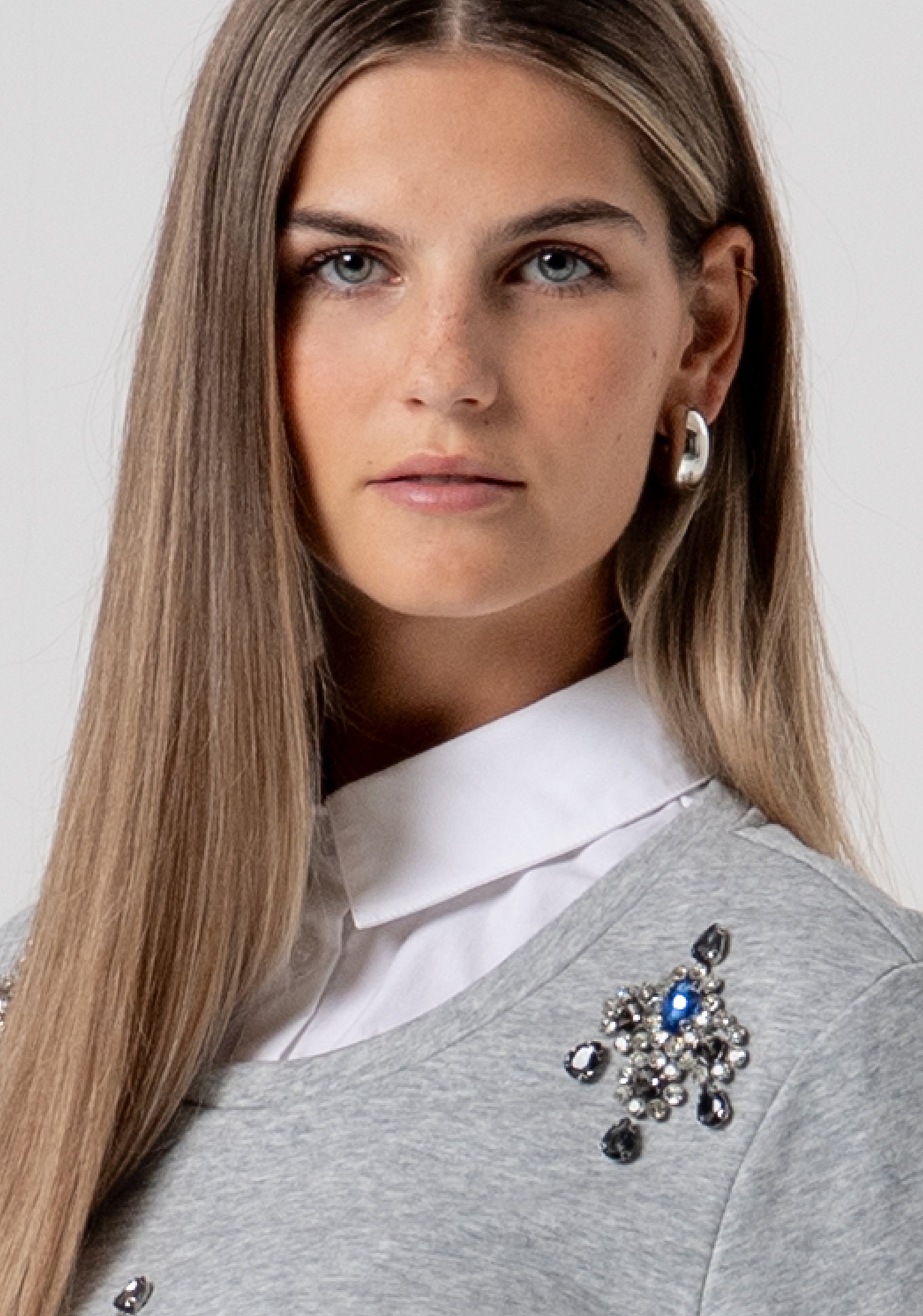 Sweater cropped with jewel applications Fracomina FS26ST9001F408R9-156-2