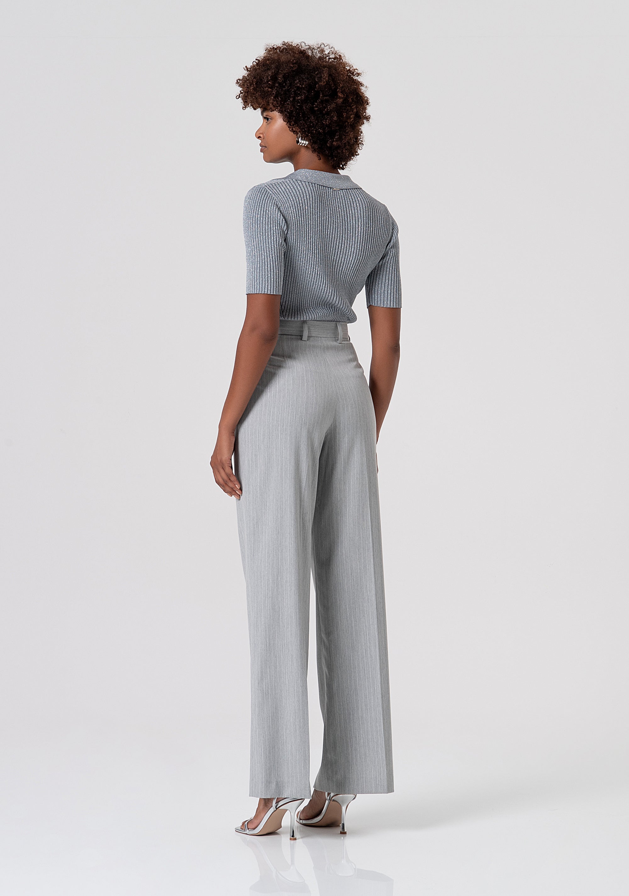 Palazzo pant flare with pinstriped pattern Fracomina FS26SV3004W587Q7-156-3