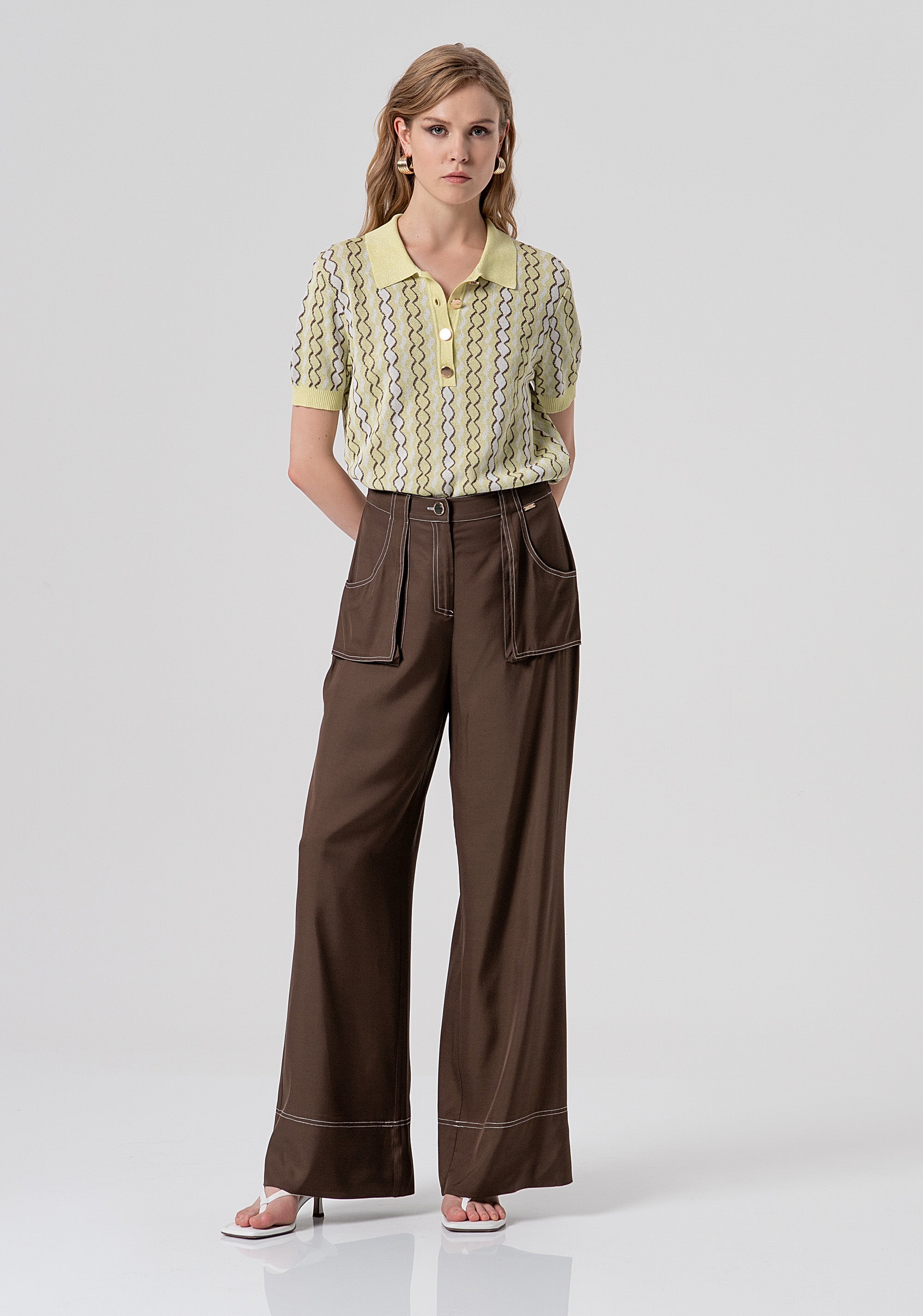 Palazzo pant flare made in viscose Fracomina FS26SV3008W84401-091