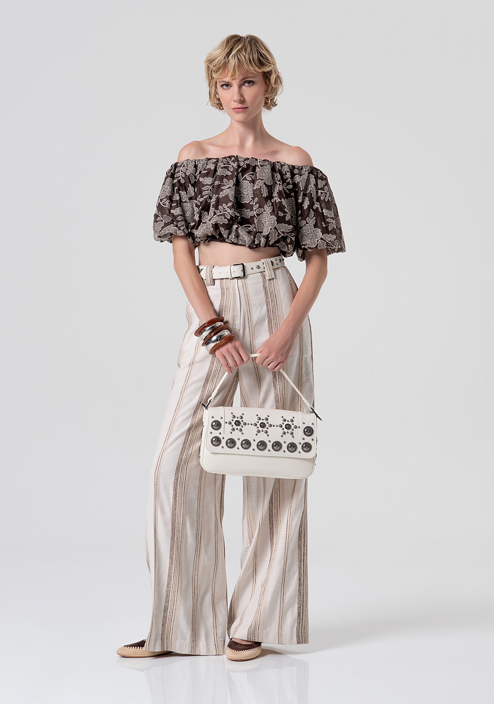 Palazzo pant flare with stripes Fracomina FS26SV3013W840N8-050-4