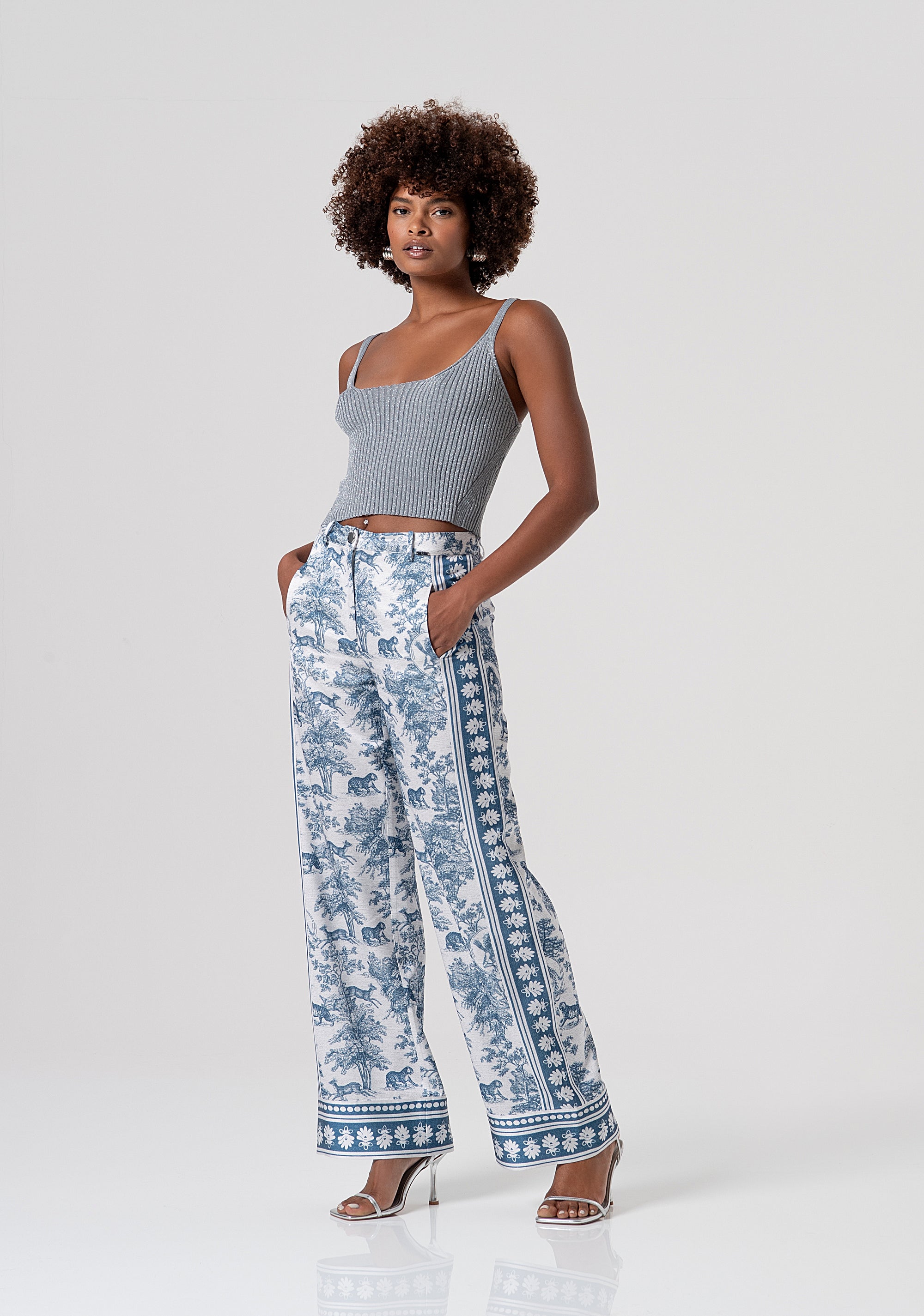 Palazzo pant flare with conceptual pattern Fracomina FS26SV3015W459K5-083-1