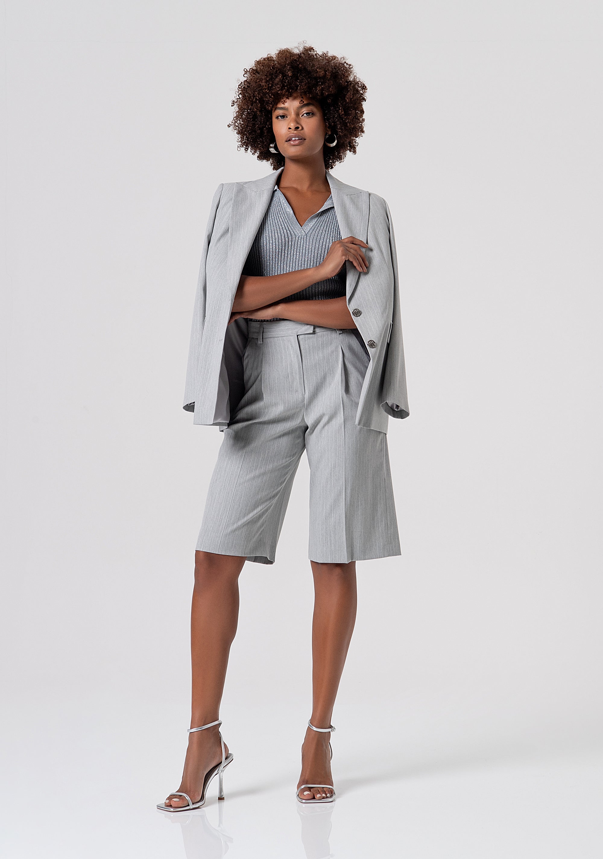 Bermuda regular fit made in pinstriped fabric Fracomina FS26SV6003W587Q7-156-4