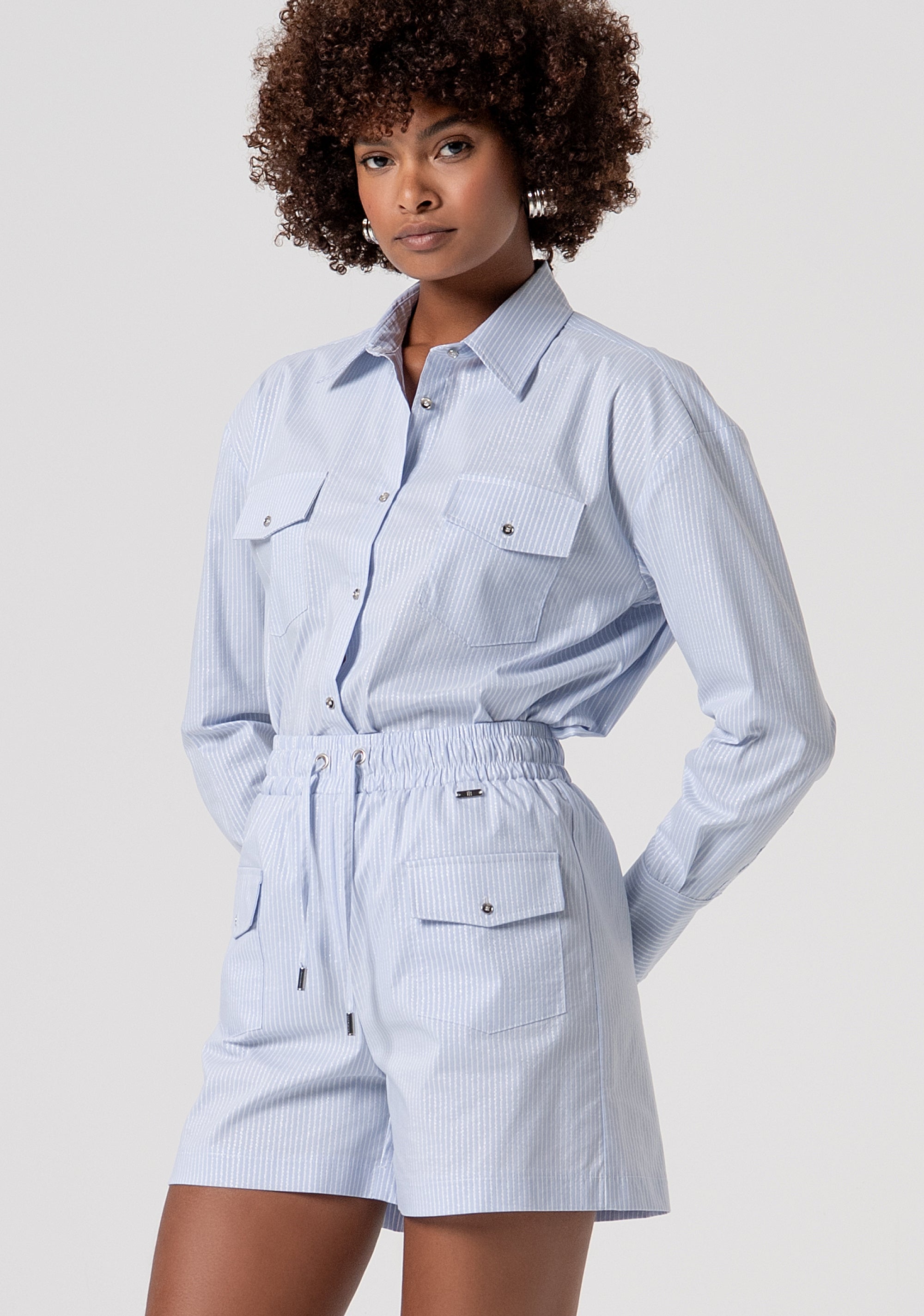 Short pant regular fit made in striped popeline Fracomina FS26SV6004W520N8-L62-2