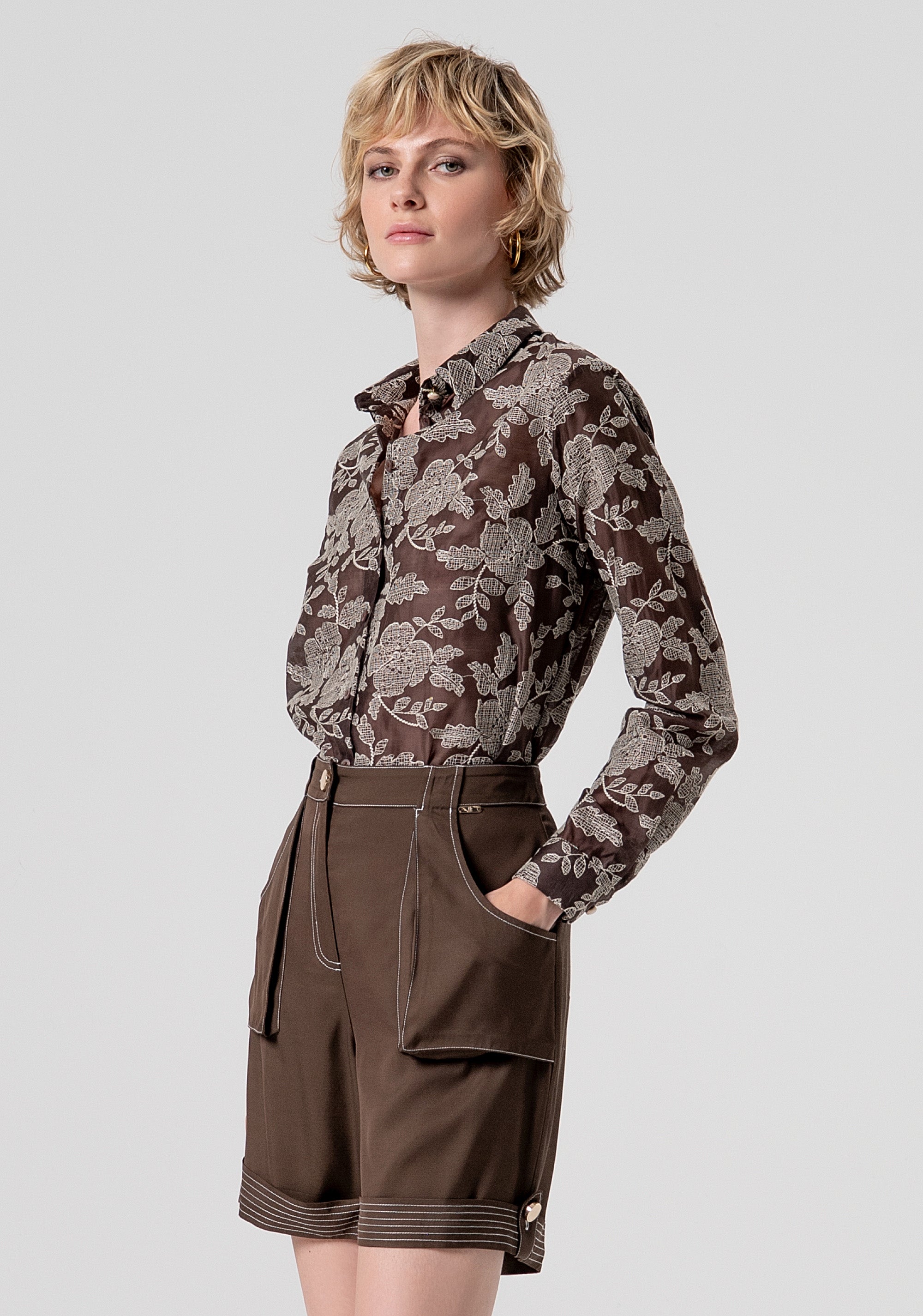 Short pant regular fit made in viscose Fracomina FS26SV6006W84401-091-2