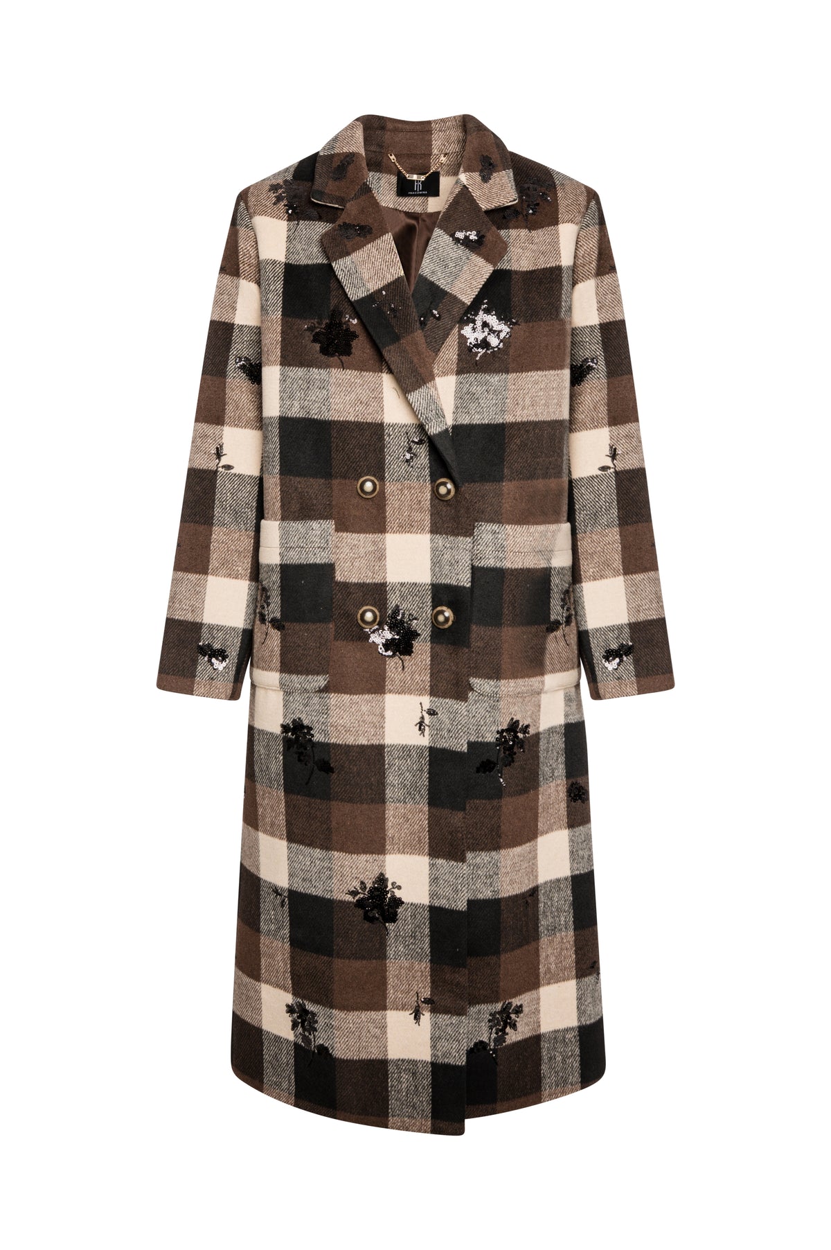 Long coat regular fit with diamond pattern Fracomina FS26WC1003W50495-K06-1