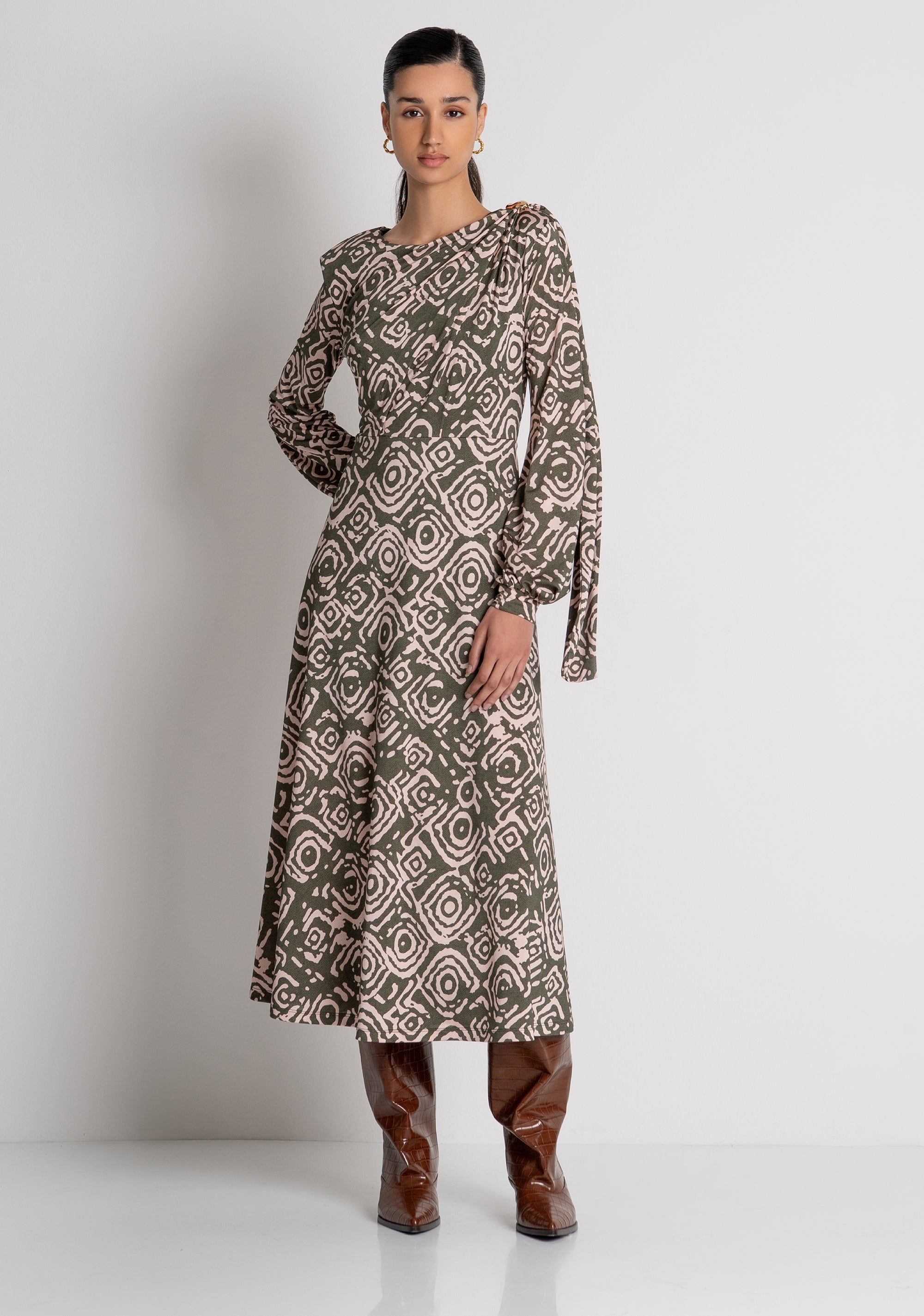 Long dress regular fit with geometric pattern Fracomina FS26WD2010W798Y8-P15-2