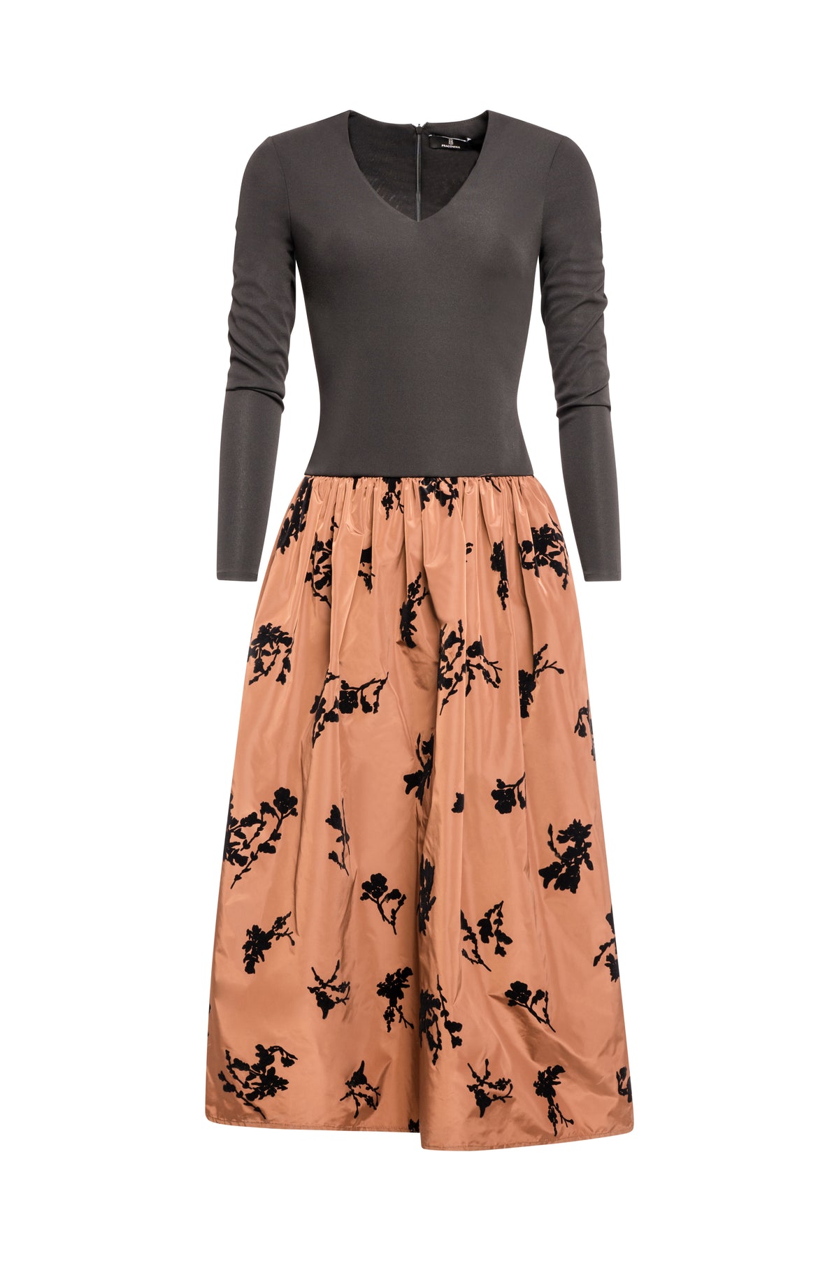 Long dress regular fit made in mixed fabrics Fracomina FS26WD3002W454K2-KL0-1