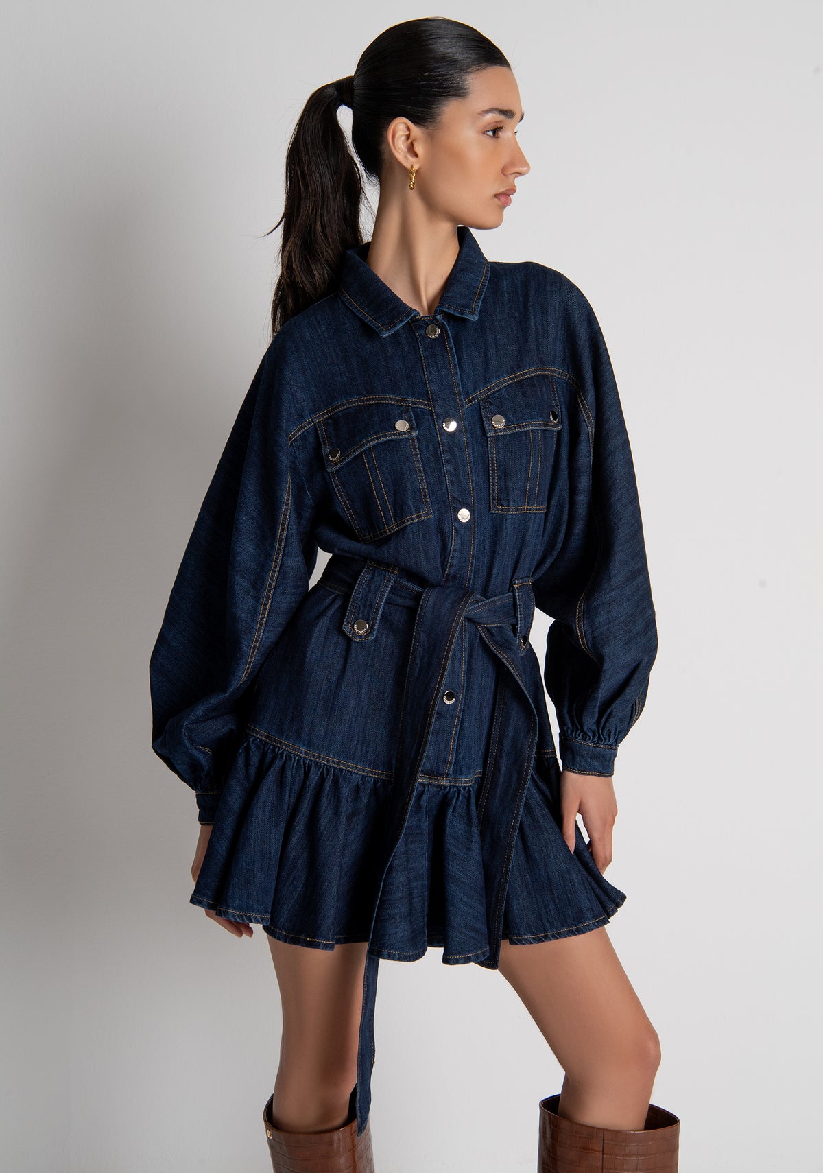 Mini dress regular fit made in denim with middle wash Fracomina FS26WD4001D40993-365-2