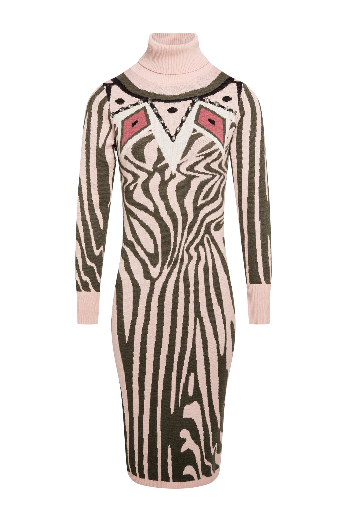 Knitted dress slim fit middle length with animalier jacquard effect Fracomina FS26WD5002K504F8-K37-1