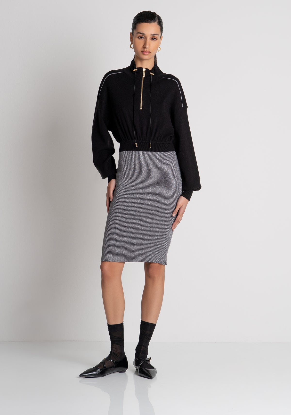 Knitted dress regular fit middle length made in mixed fabric Fracomina FS26WD5012K45901-056-2
