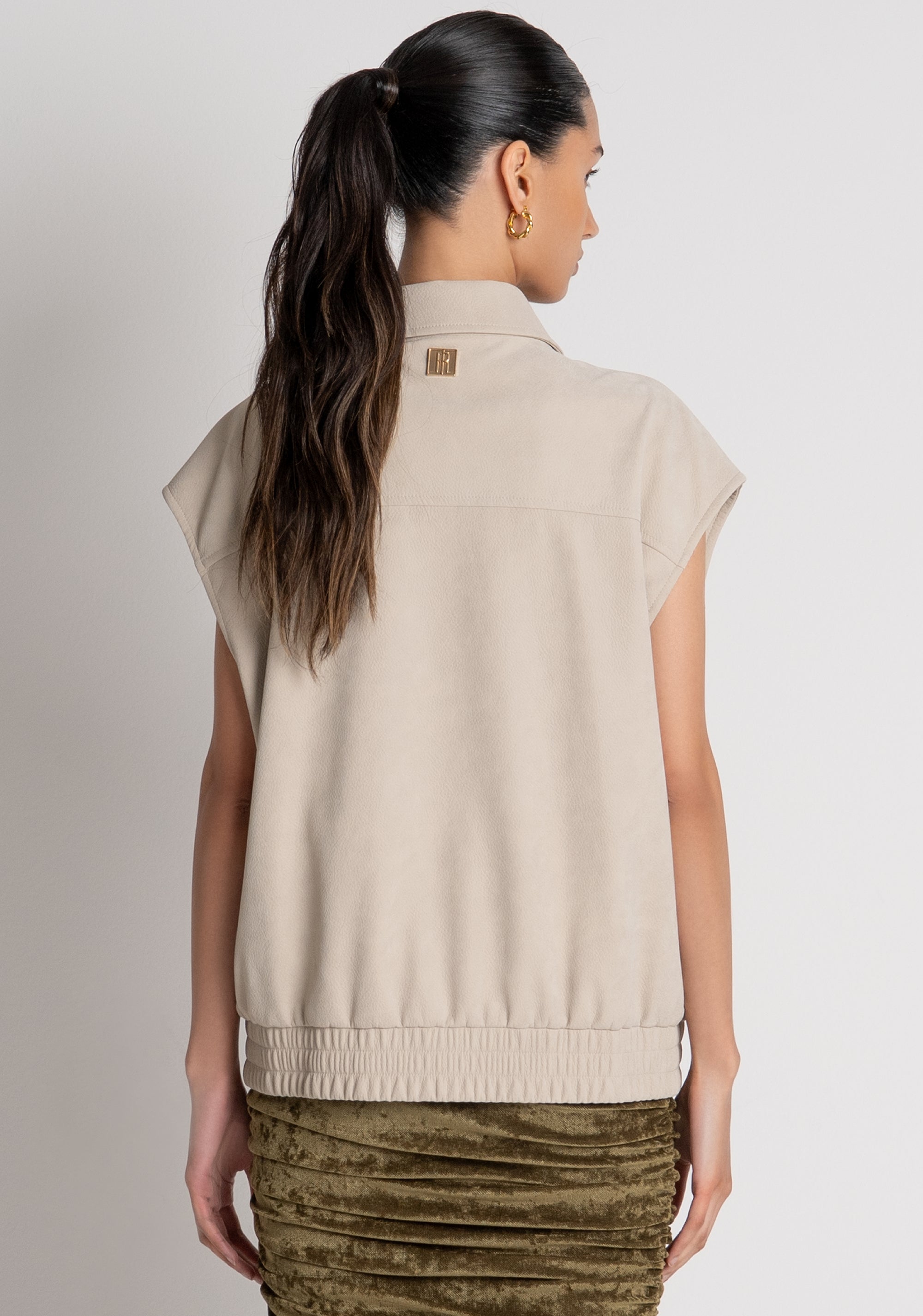 Sleeveless jacket with jewelry applications Fracomina FS26WJ2002P411R9-257-3