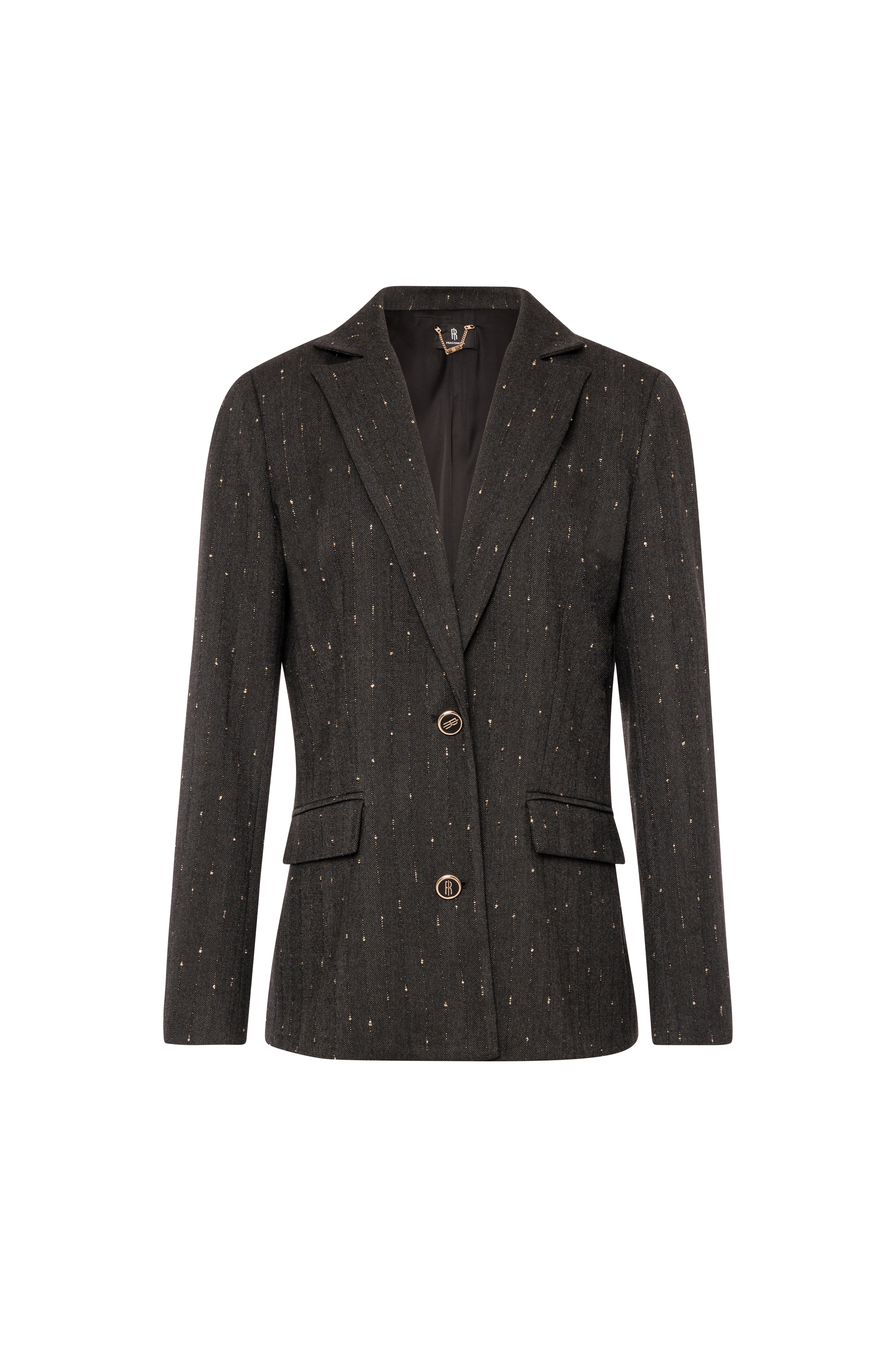 Blazer jacket regular fit single breasted made in pinstriped fabric Fracomina FS26WJ3005W726Q7-K01-1