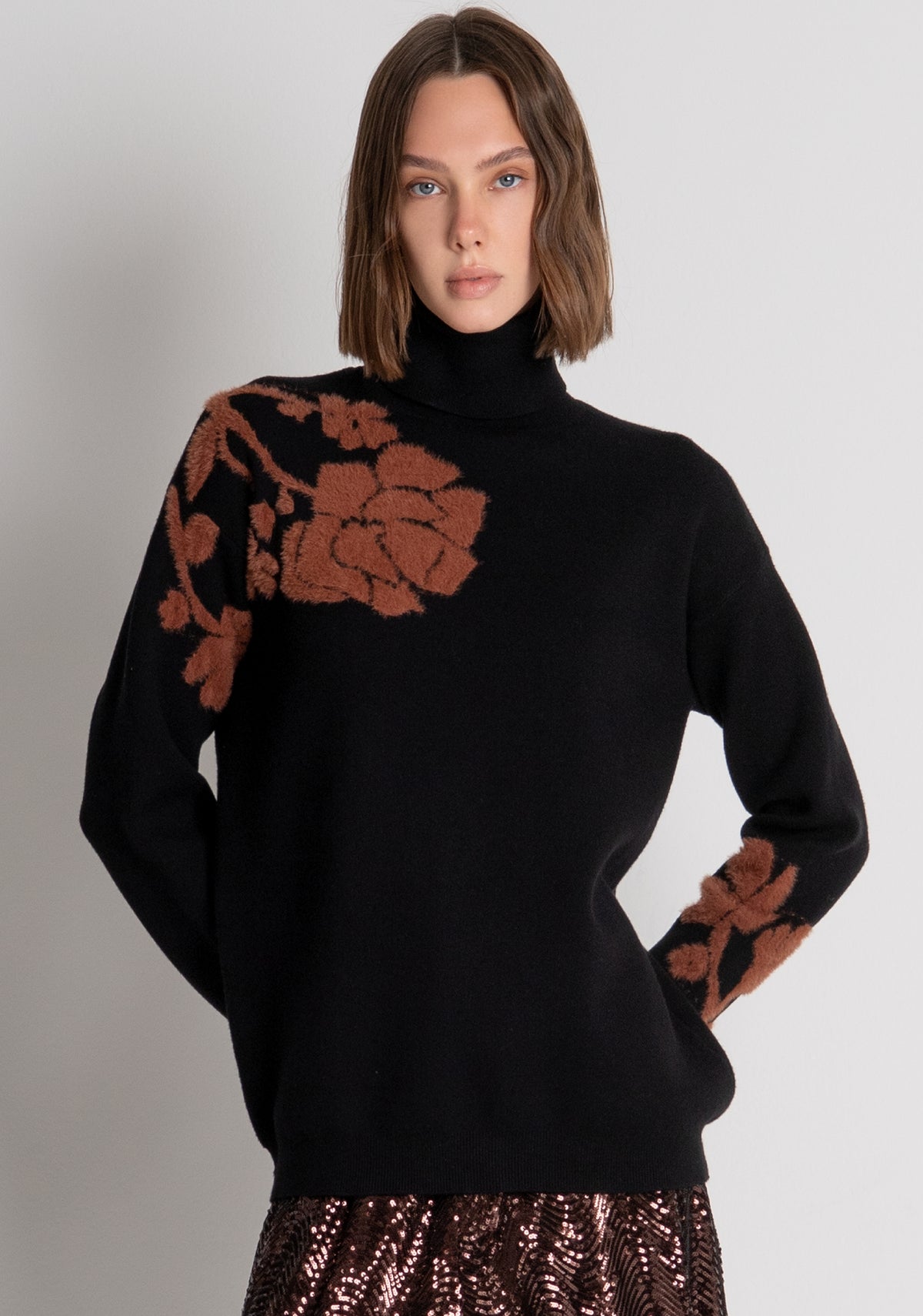 Knitwear regular fit with flowery jacquard effect Fracomina FS26WT7008K50201-P16-2