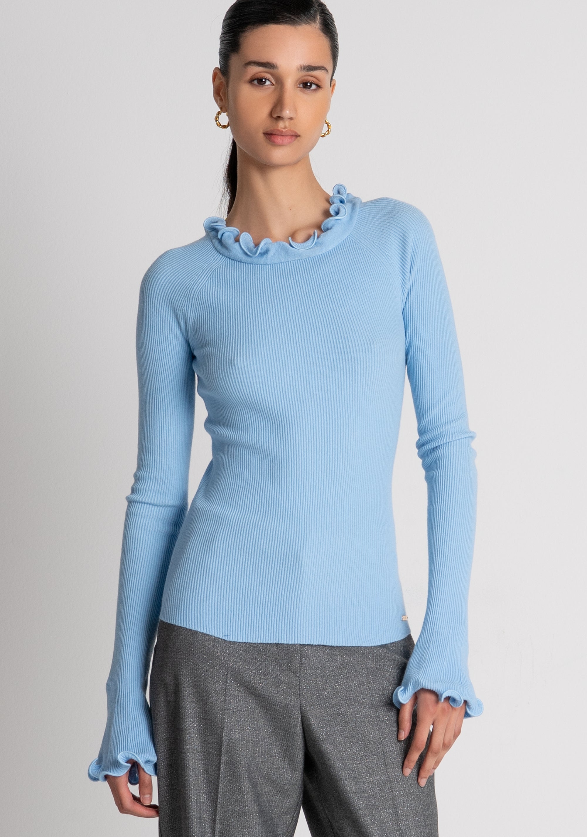 Knitwear slim fit with frills at the bottom Fracomina FS26WT7033K42001-252-2