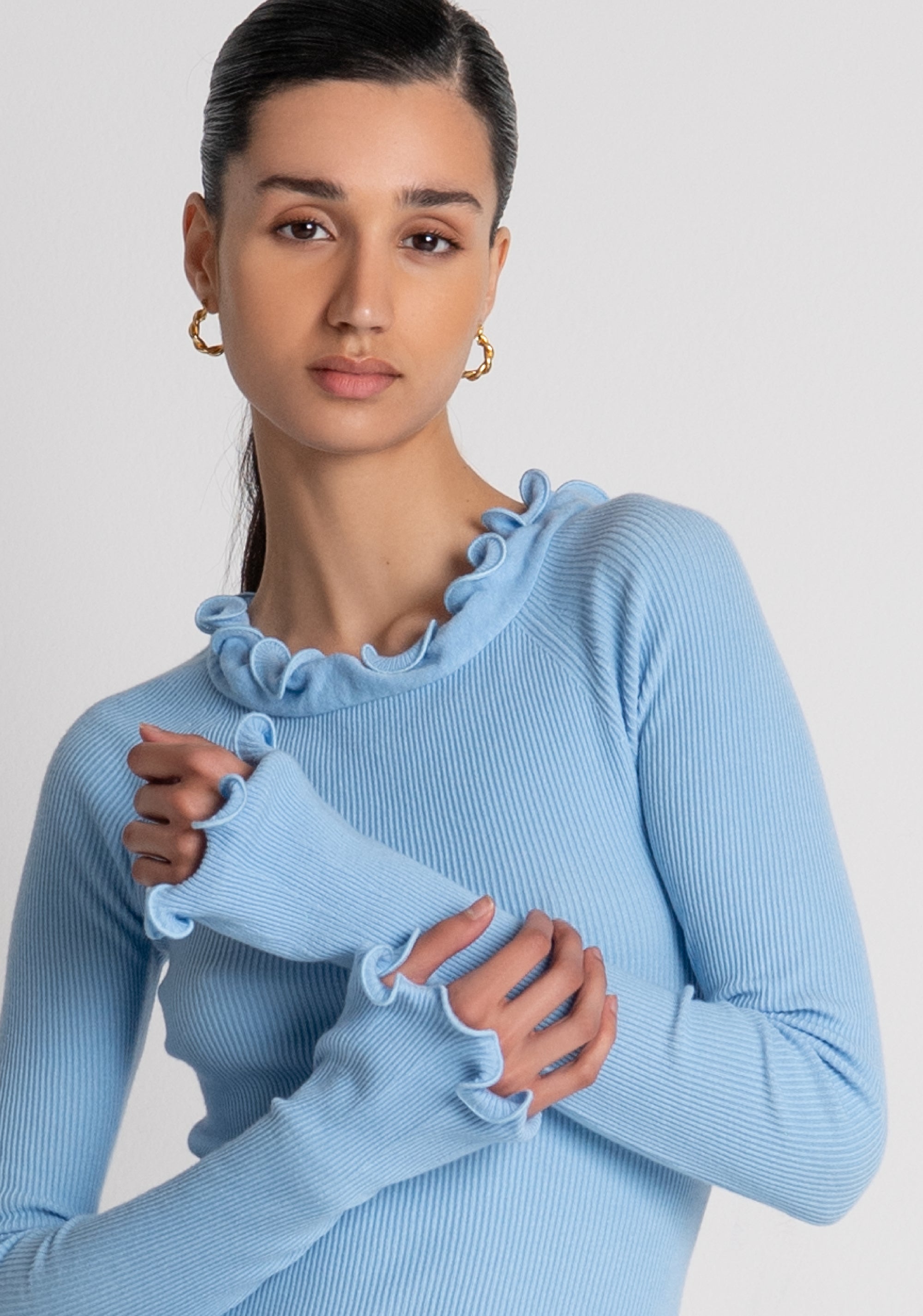 Knitwear slim fit with frills at the bottom Fracomina FS26WT7033K42001-252-3