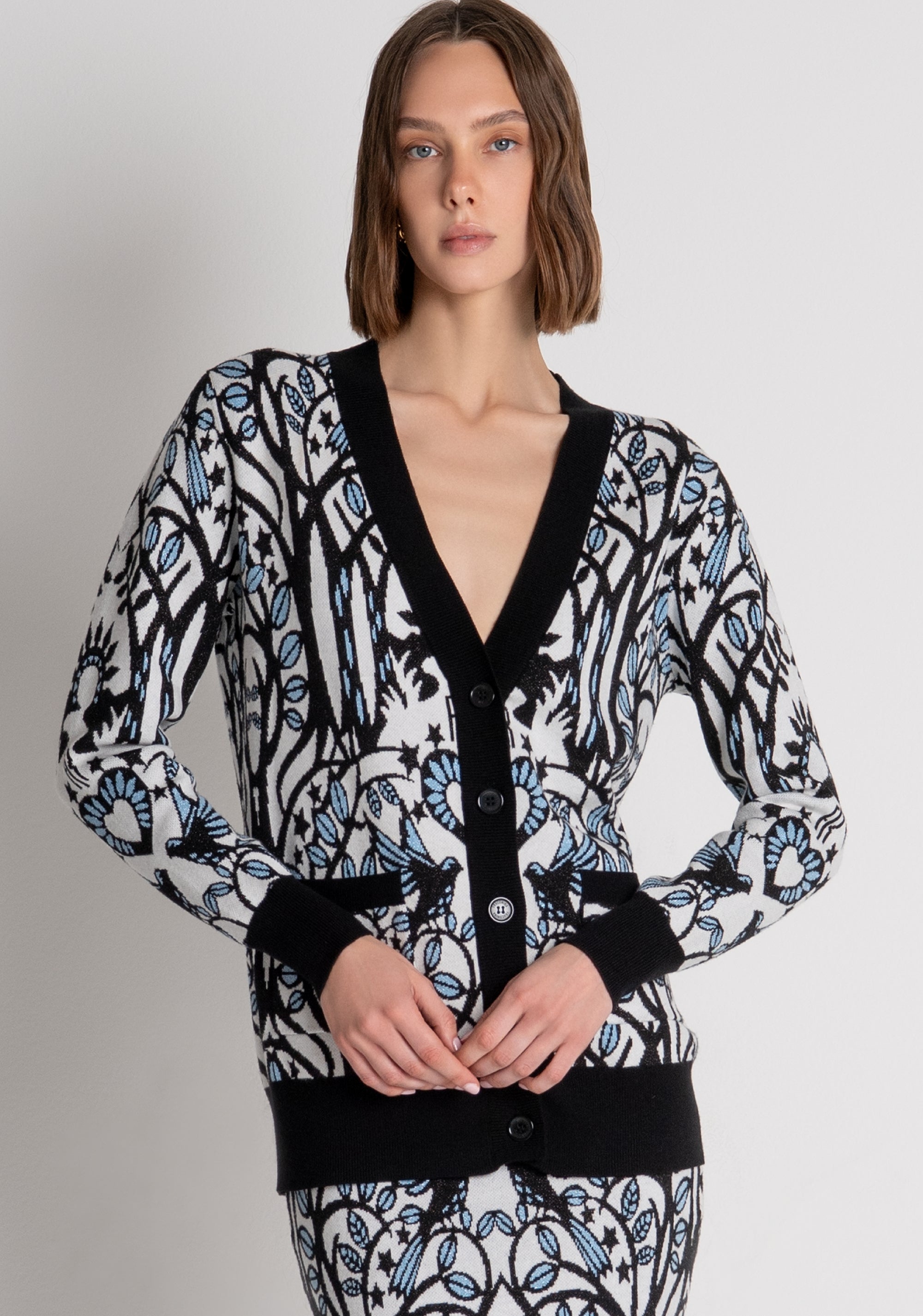 Knitted cardigan regular fit with jacquard effect Fracomina FS26WT8001K502F8-060-2