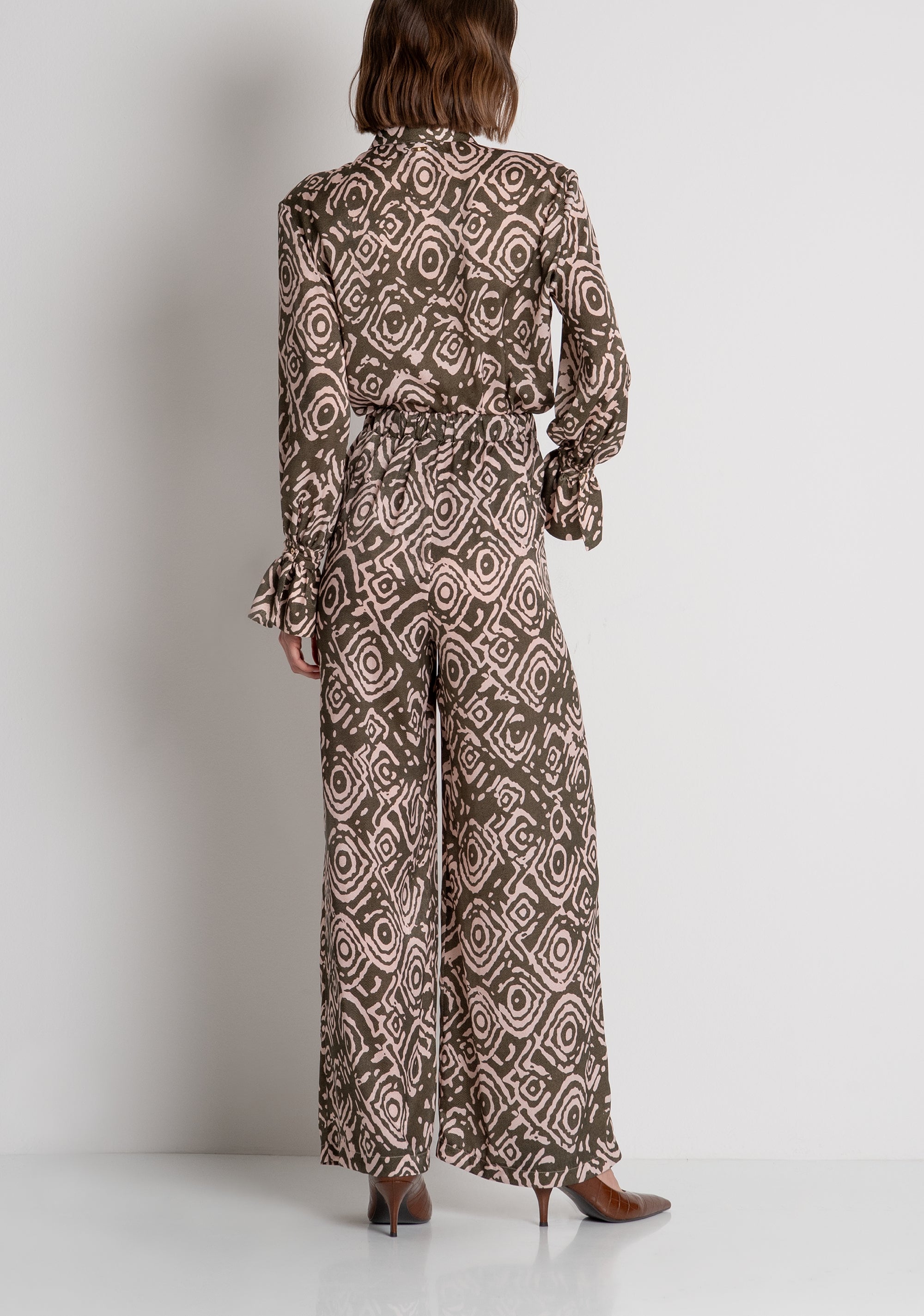 Palazzo pant wide fit with geometrical pattern Fracomina FS26WV3011W411Y8-P15-4
